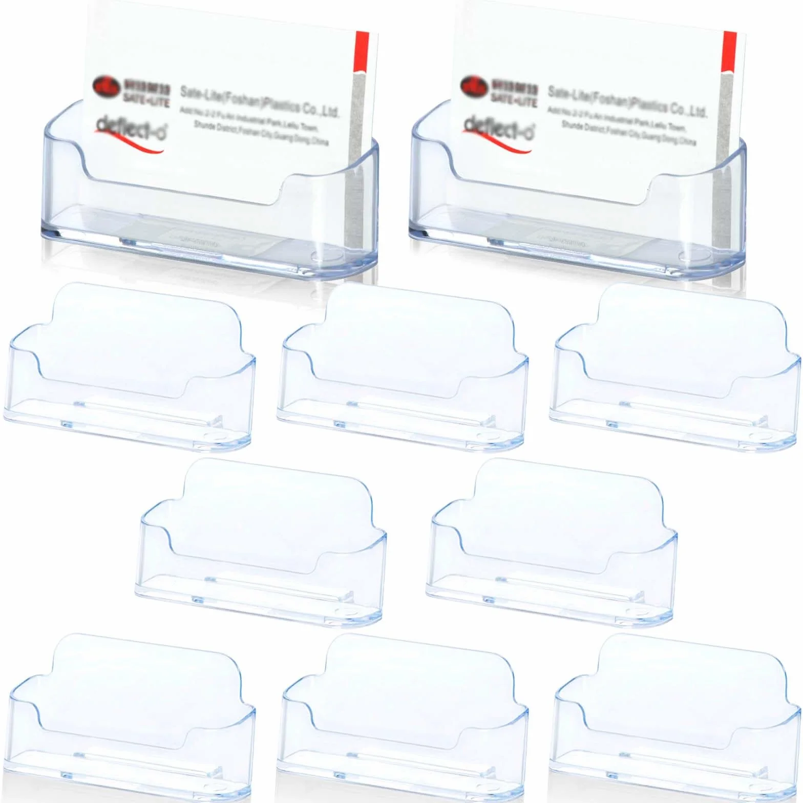 Lot de 10 Porte-Cartes de Visite en Acrylique Transparent - Support de Table pour Bureau