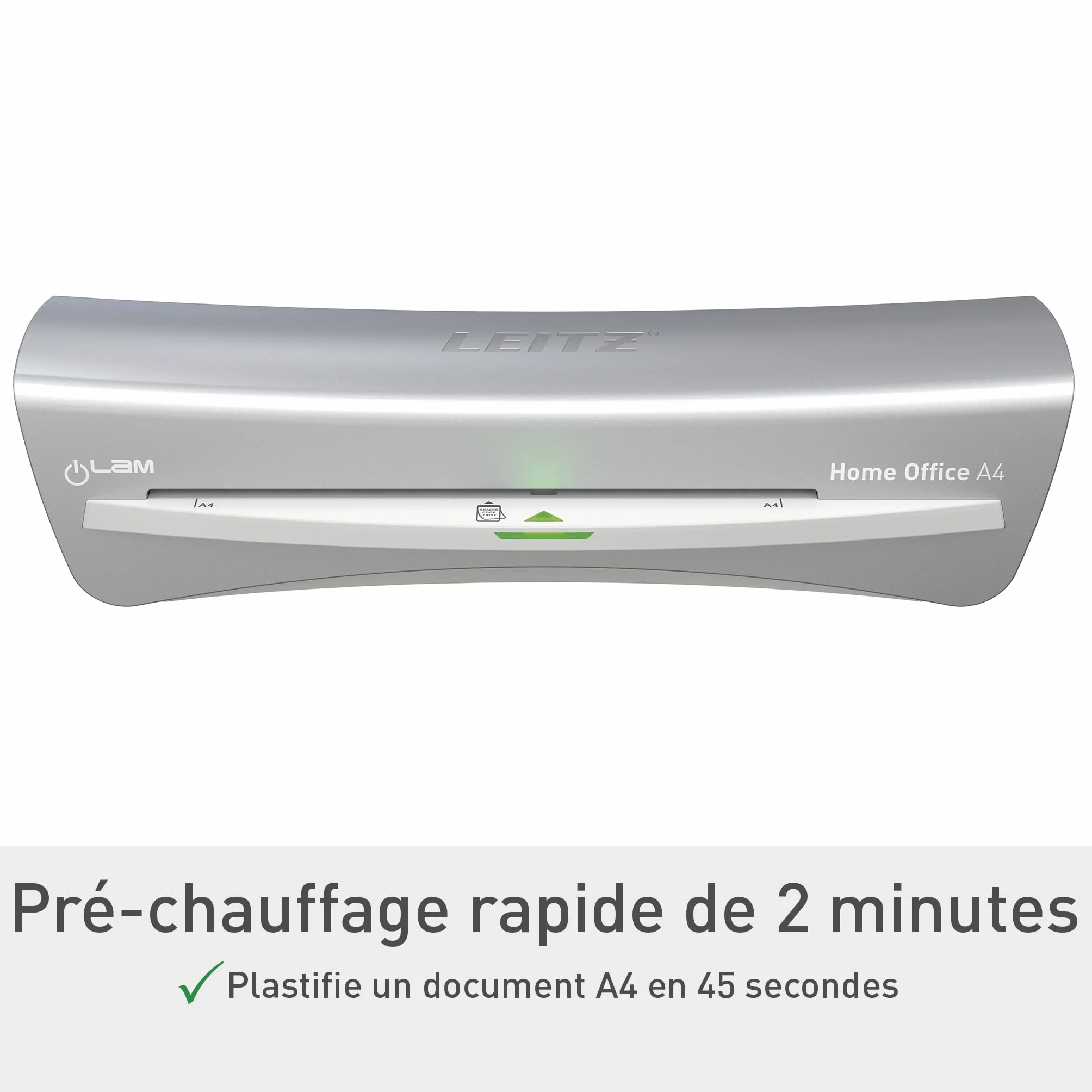 Leitz iLAM Home Office Plastifieuse A4 Préchauffage Rapide 3 Minutes 75-125 Microns Gris