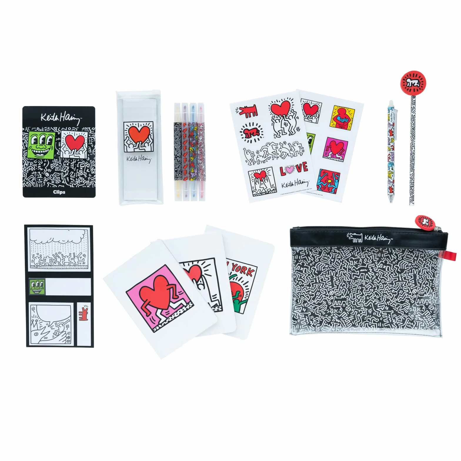 Grupo Erik Keith Haring Set Papeterie Stylo Bille Crayon Surligneurs Carnets A6 Stickers