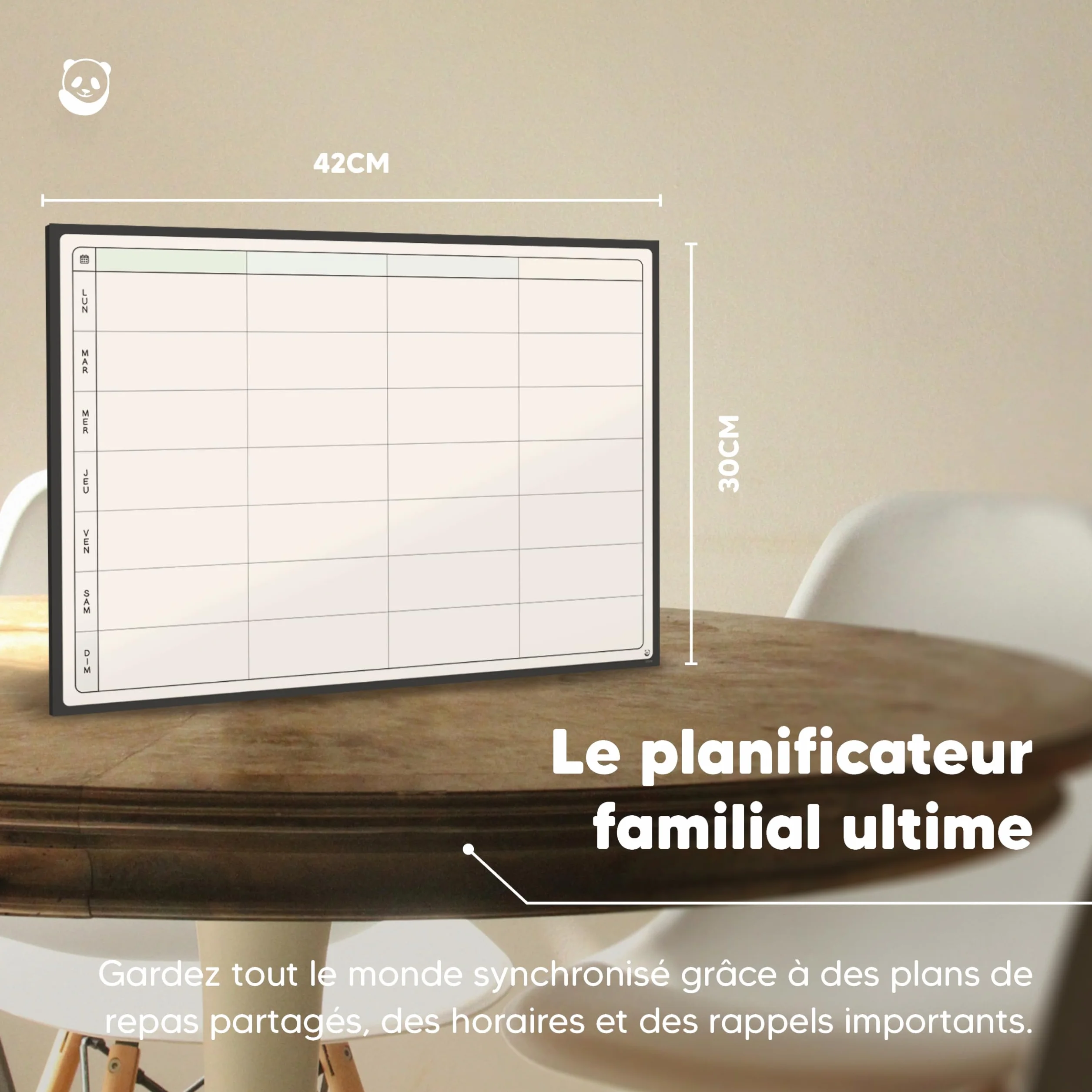 Smart Panda A3 Tableau Planificateur Magnétique Grand Calendrier Hebdomadaire Frigo Français
