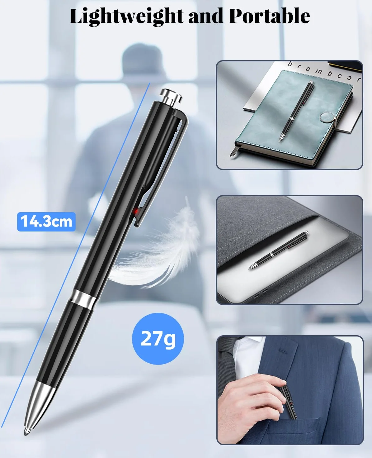 Enregistreur Vocal 64Go Ponovo Dictaphone Audio avec Activation Vocale et Réduction de Bruit pour Interviews