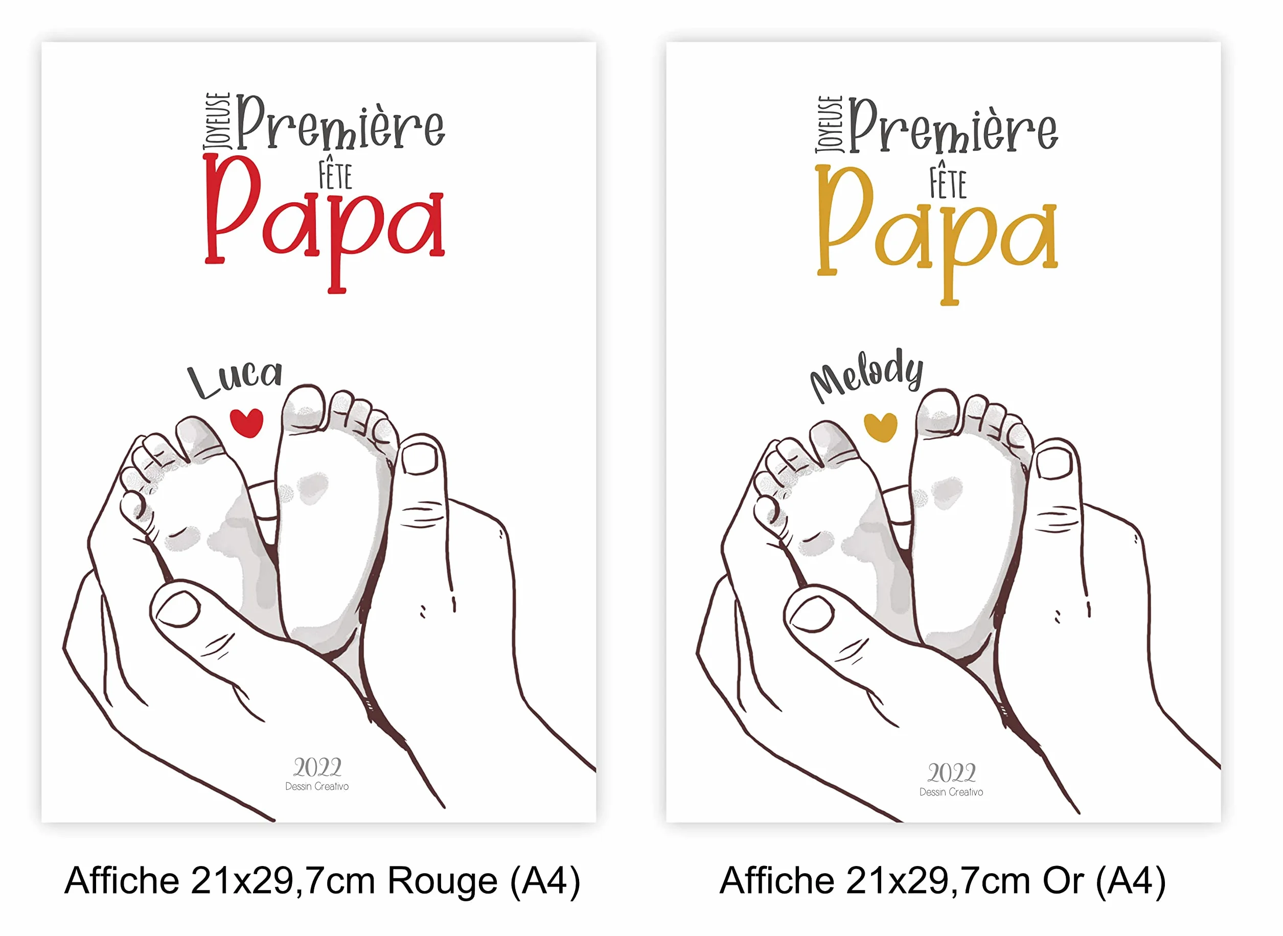 Affiche Joyeuse 1ère Fête Papa Personnalisée Carte Cadeau Fête des Pères Original