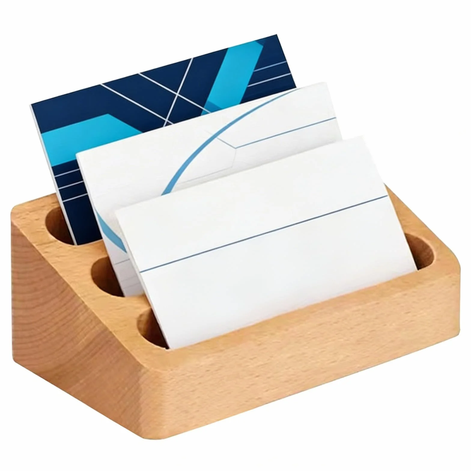 Porte-Cartes de Visite 3 étages en Bois Massif, Support Créatif pour Bureau et Réception