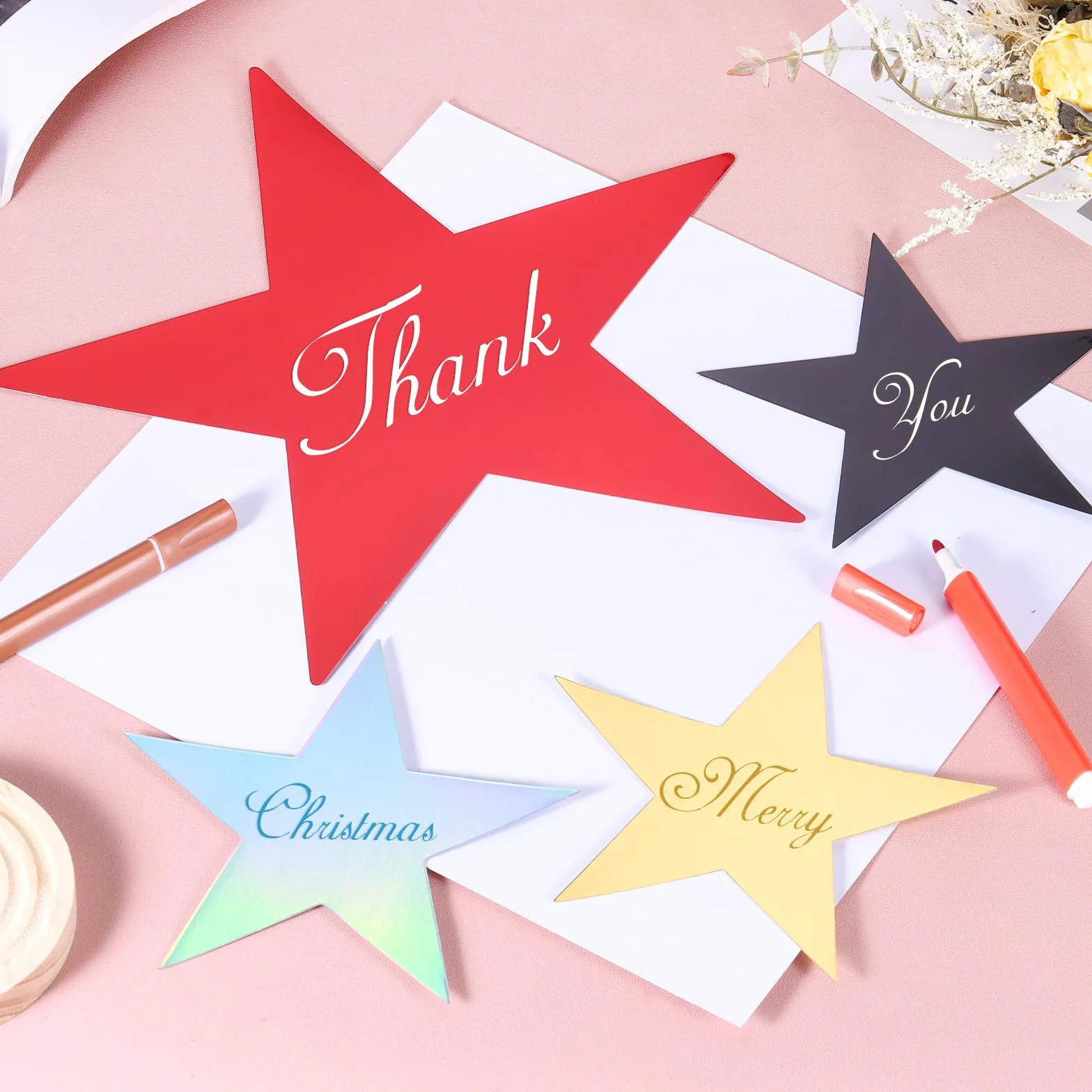 PATIKIL Grande Découpe Étoile 40 Pcs 6" Double Face Papier Décoration Cinq Étoiles pour Mariage Fête DIY, Rouge/Doré/Noir