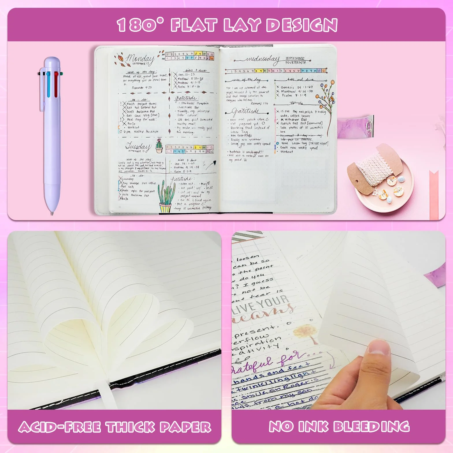 Journal intime avec cadenas Secret Diary serrure à combinaison filles 8-13 ans stylo multicolore 6 en 1 autocollants cadeau anniversaire