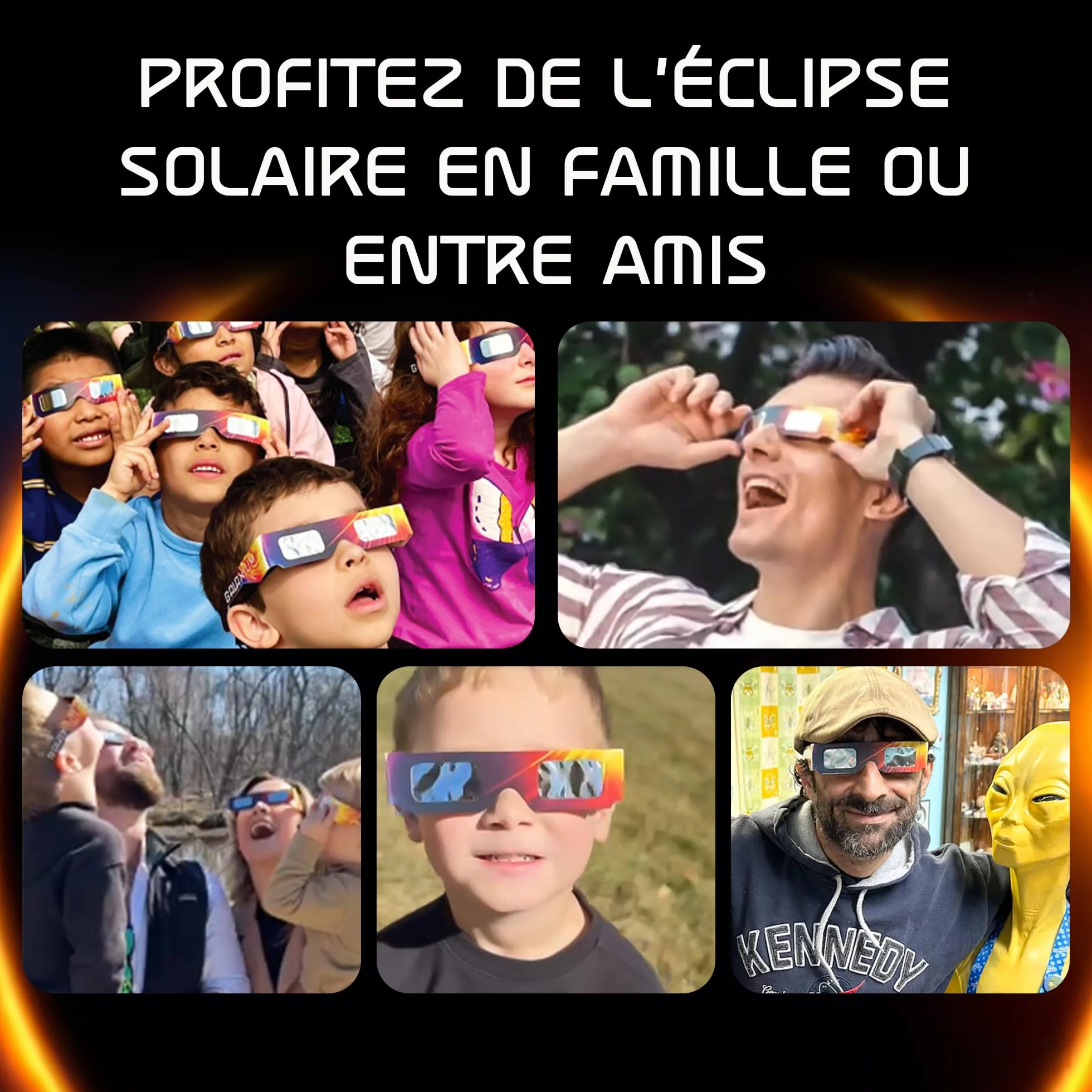 Lunettes d'éclipse solaire Galaxium Lot de 12 - Homologuées AAS 2026 Certifiées ISO 12312-2 CE