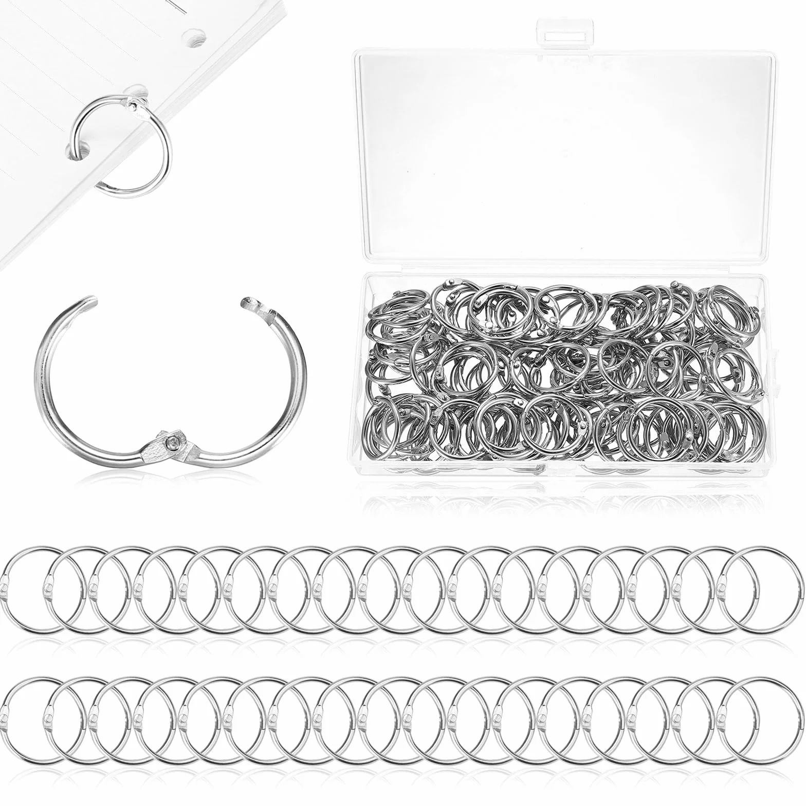 Anneaux de Livre 20mm Métal, 110 Pcs Anneaux de Reliure à Feuilles Mobiles pour Classeur