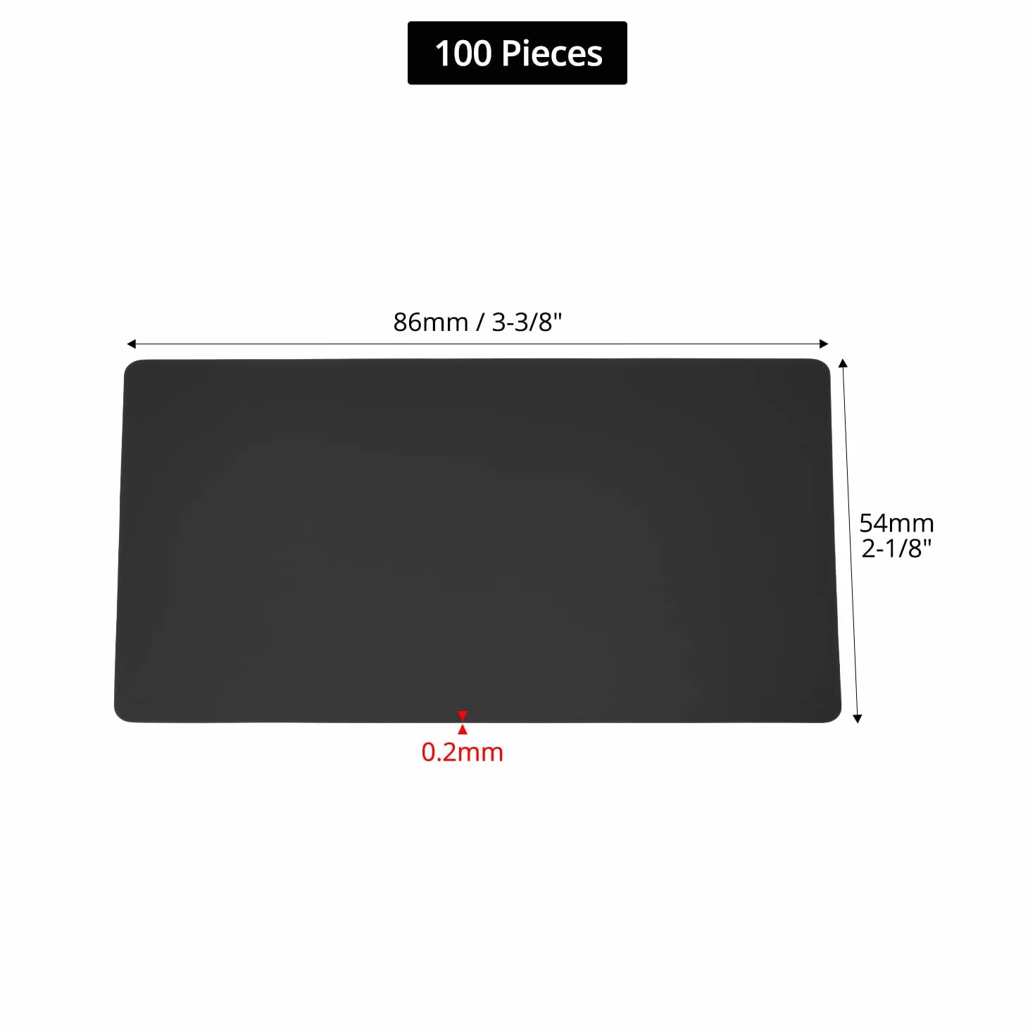 QWORK 100 pièces cartes de visite vierges en aluminium 86 x 54 mm noires