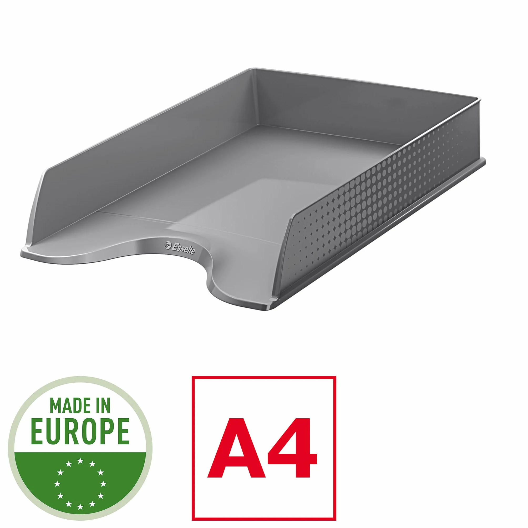 Esselte Lot de 10 Corbeilles à courrier Fusion A4 Empilable Gris opaque Rangement Documents