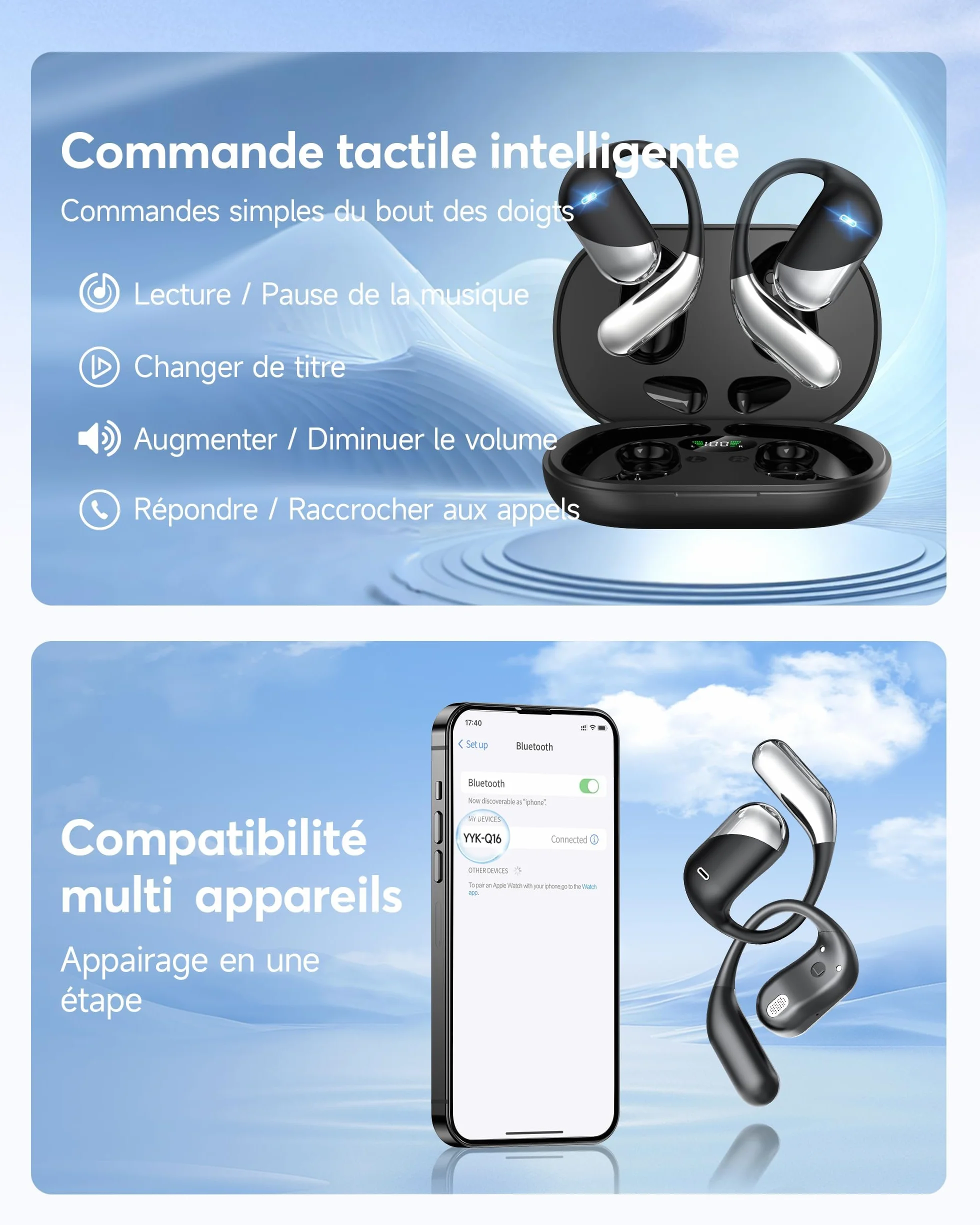 Paekole Écouteurs Traducteurs sans Fil Bluetooth 6.1, 198 Langues, Autonomie 80h