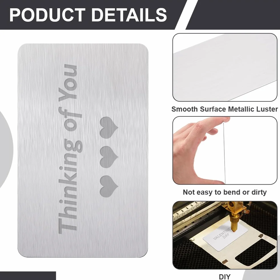 Cartes de Visite en Métal Acier Inoxydable 1mm 10x6cm NBEADS 10 Pièces