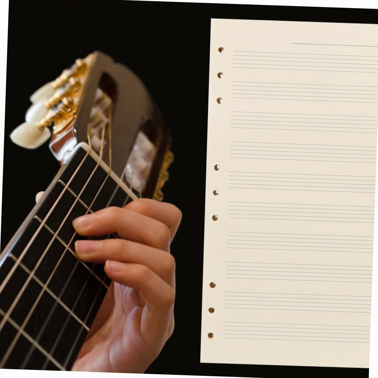SEWACC 100 Feuilles Papier Partition Détachable Portées Recharge Cahier Musique Papier Blanc