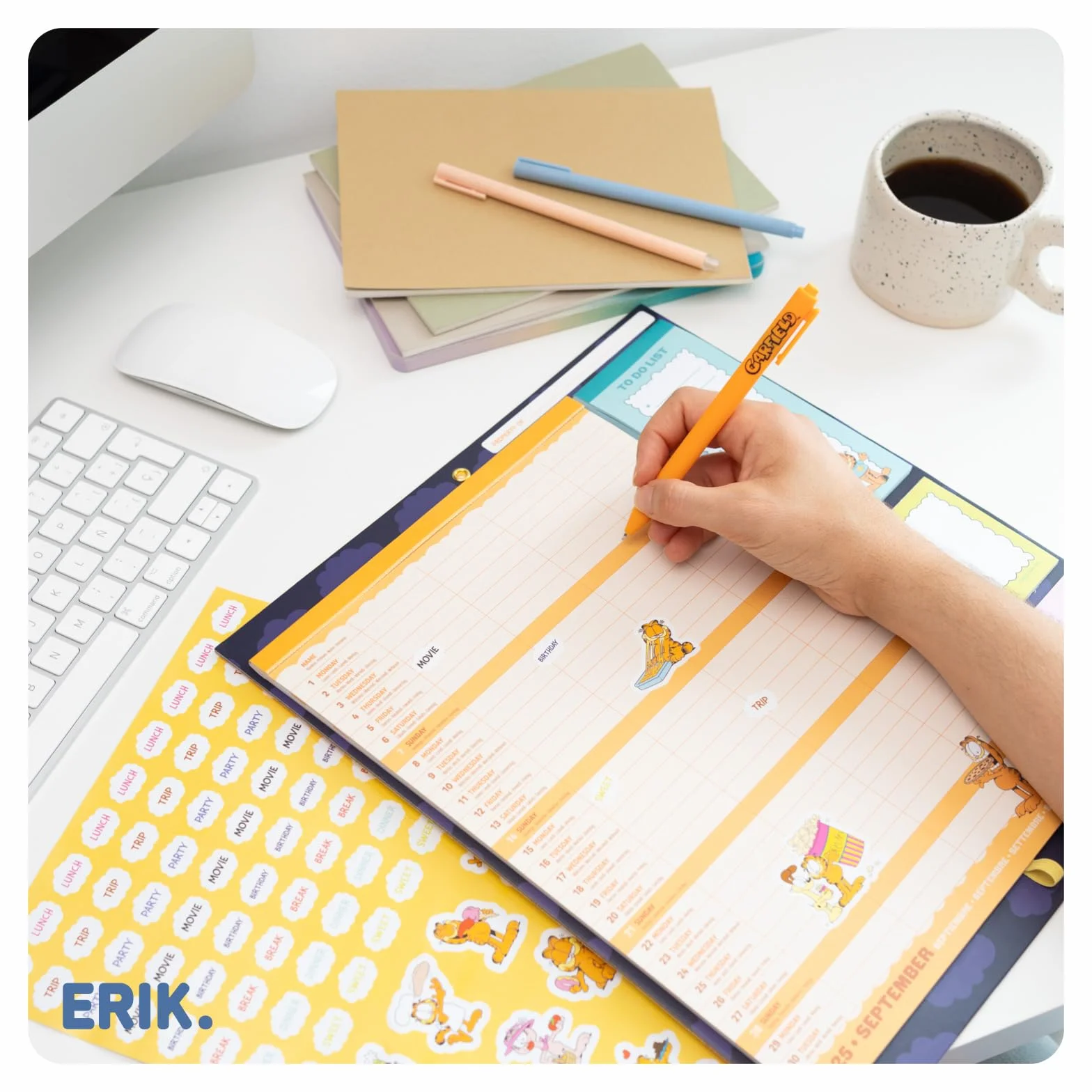 Grupo Erik Calendrier Magnétique Frigo Garfield Septembre 2025 Décembre 2026 Planificateur Mensuel 16 mois