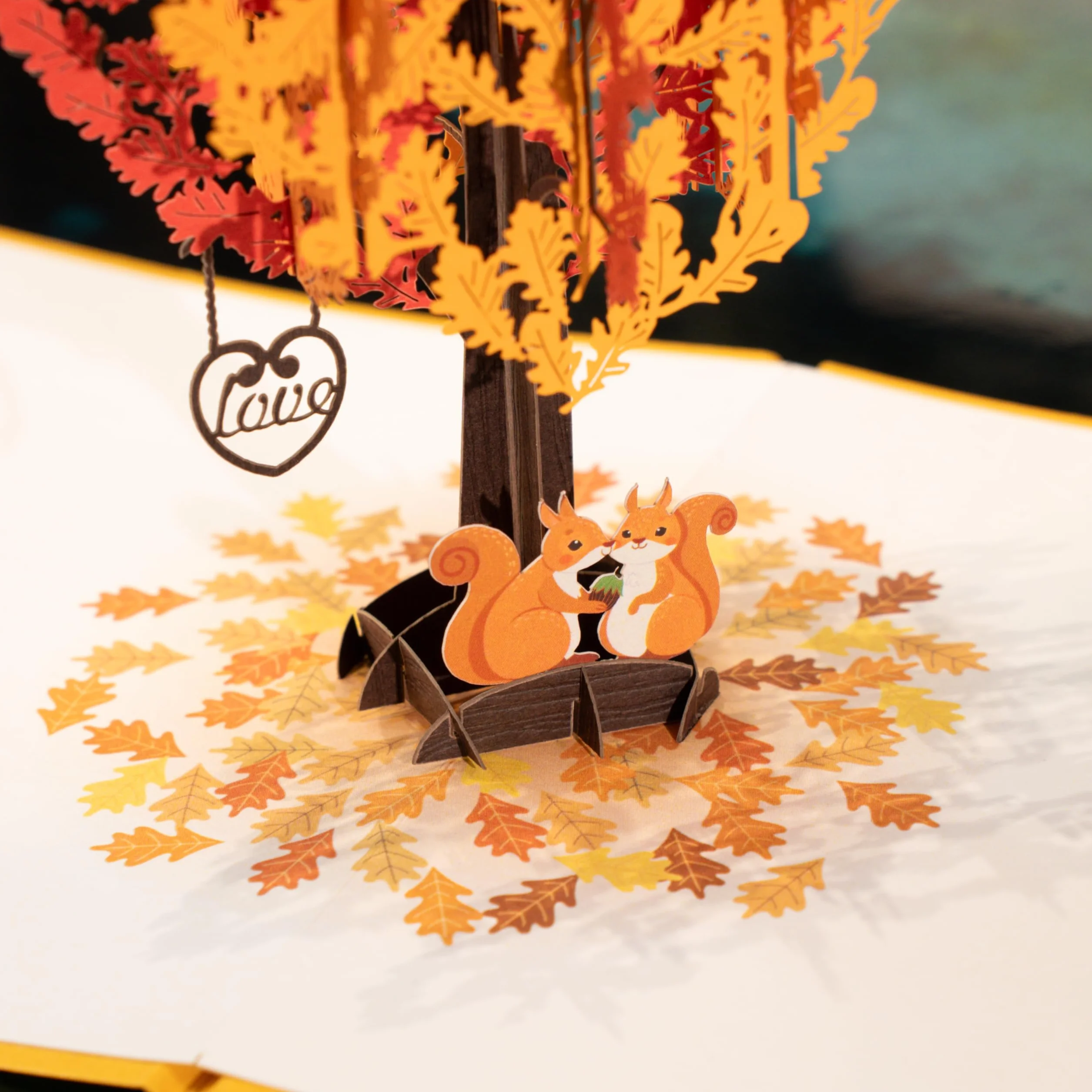 Carte Anniversaire Pop Up 3D Écureuils Arbre Coeur