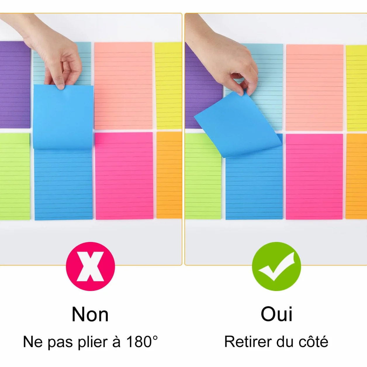 Note Adhésive Lignée 8 Couleurs 100 x 150 mm 8 Blocs 40 Pages Chacun
