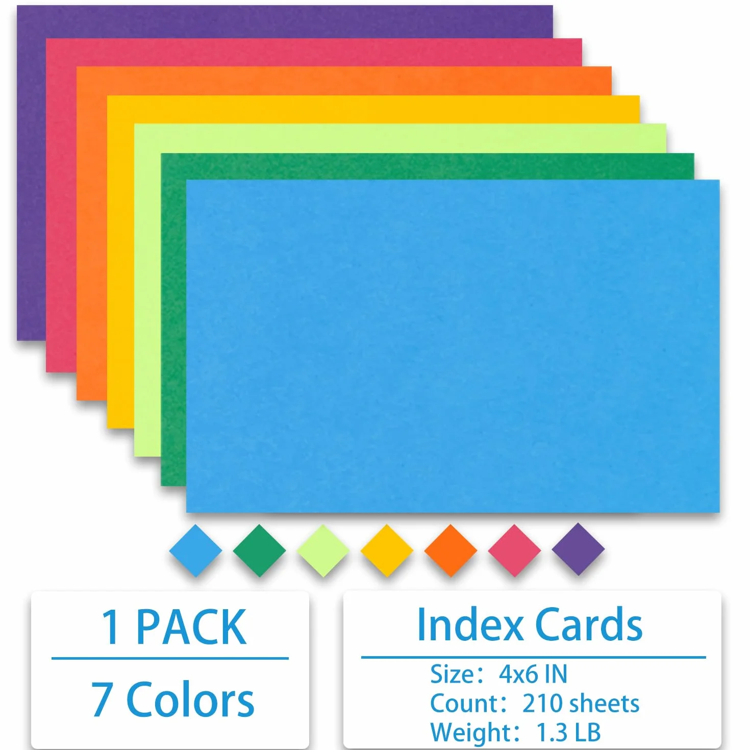 Cartes de Revision A6 180 g/m², 7 Couleurs Flash Cards Bristol, 210 Pièces