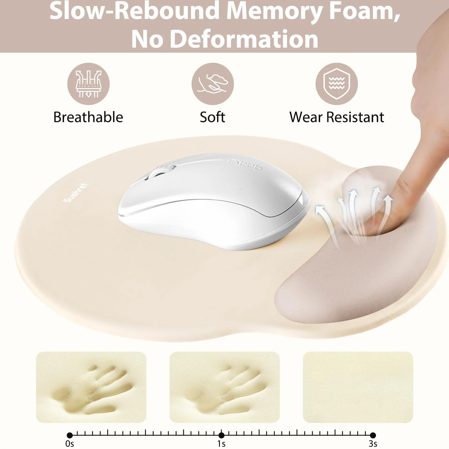 Sushret Tapis de Souris et Repose-Poignet Clavier, Ensemble 3-en-1 Ergonomique Gel Mémoire