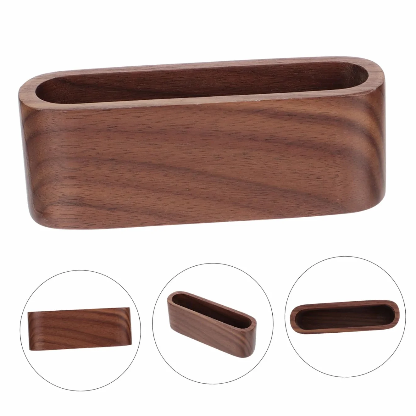 Veemoon Boîte à Fiches en Bois de Noyer pour Bureau, Rangement Cartes et Photos, Design Compact