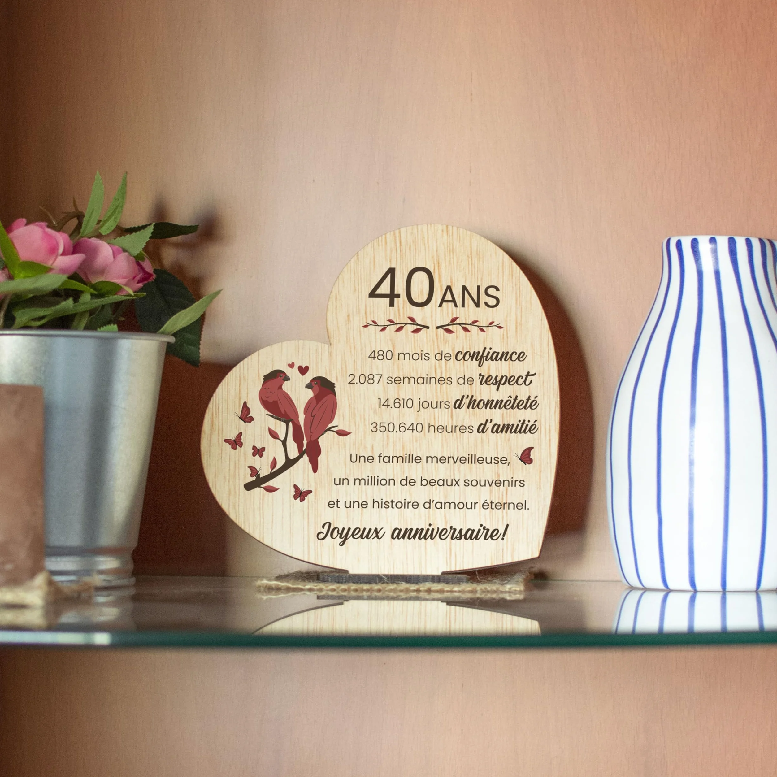 CONTRAXT Cadeau 40 Ans de Mariage Noces d'Émeraude Idée Originale pour 40ème Anniversaire