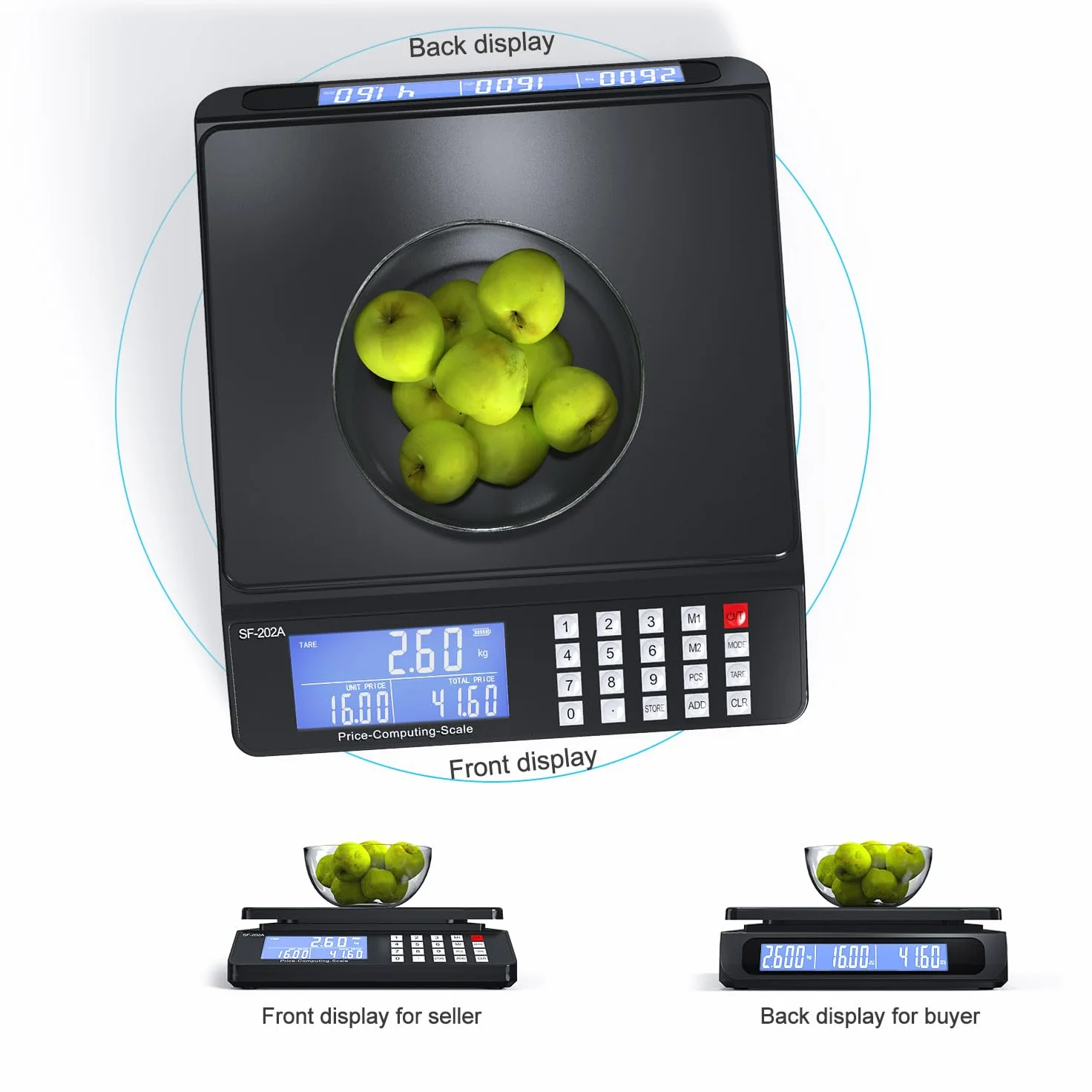 Digital Postal Scale 30kg/66lb Dual Screens PCS Counting Portable Commercial Scale