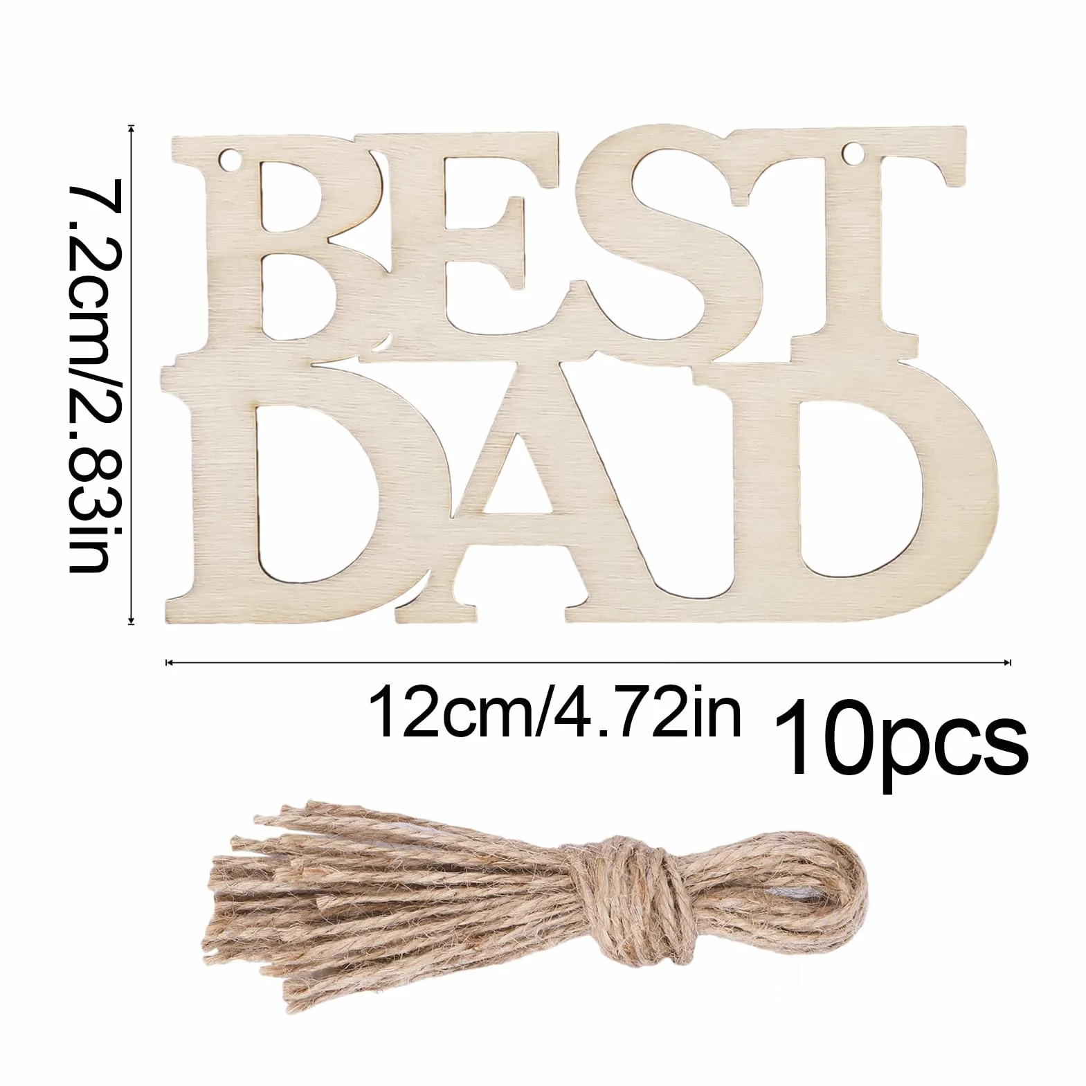 Découpes en bois brut pour la fête des pères - Étiquettes lettres DIY - 10 pièces ornements créatifs
