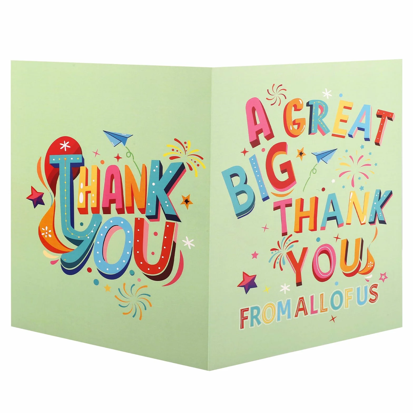 Grande Carte de Remerciement 40x27cm avec Enveloppe pour Départ à la Retraite Patron Enseignant Collègue Vert
