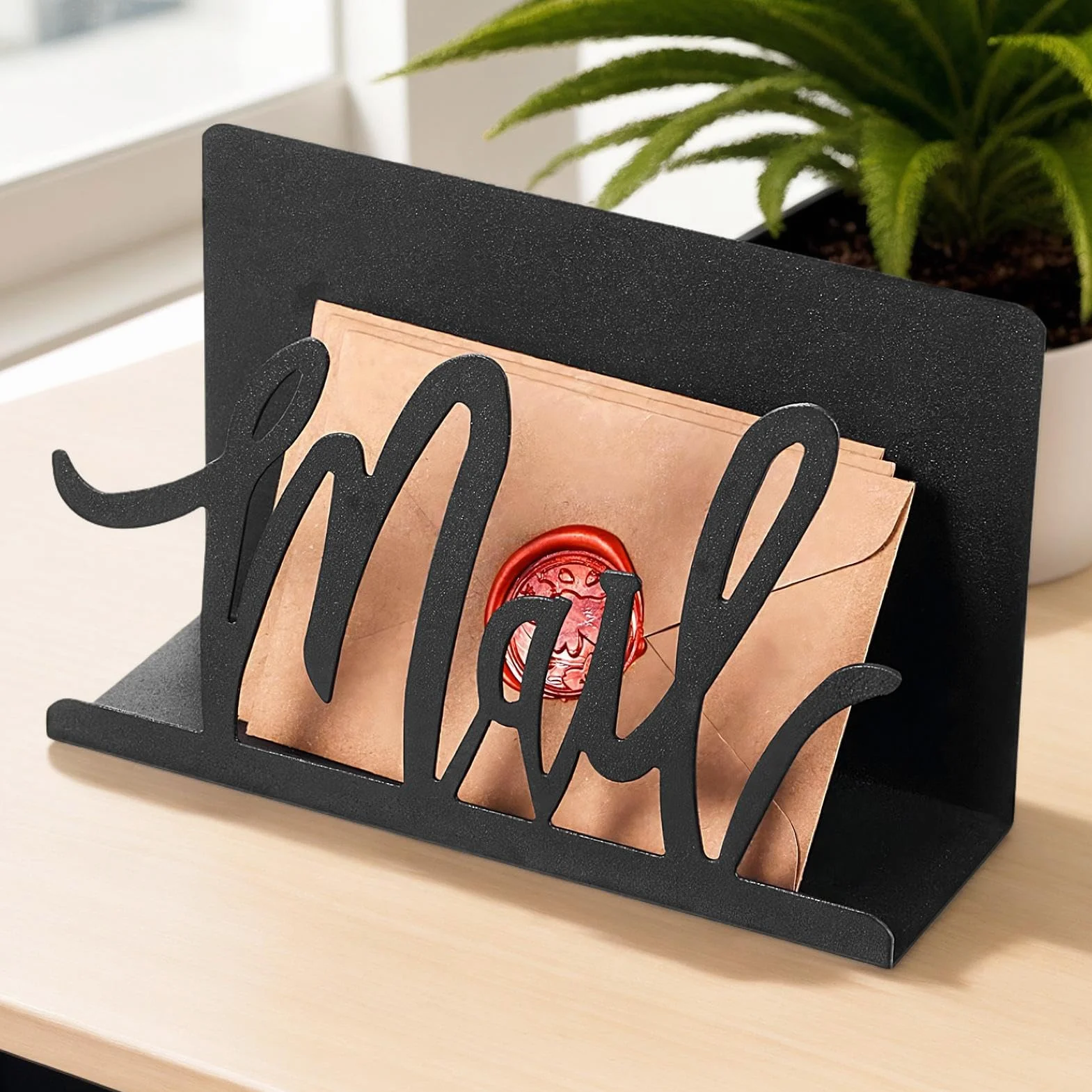 Organisateur de courrier métal noir pour maison, bureau, porte-lettres mural