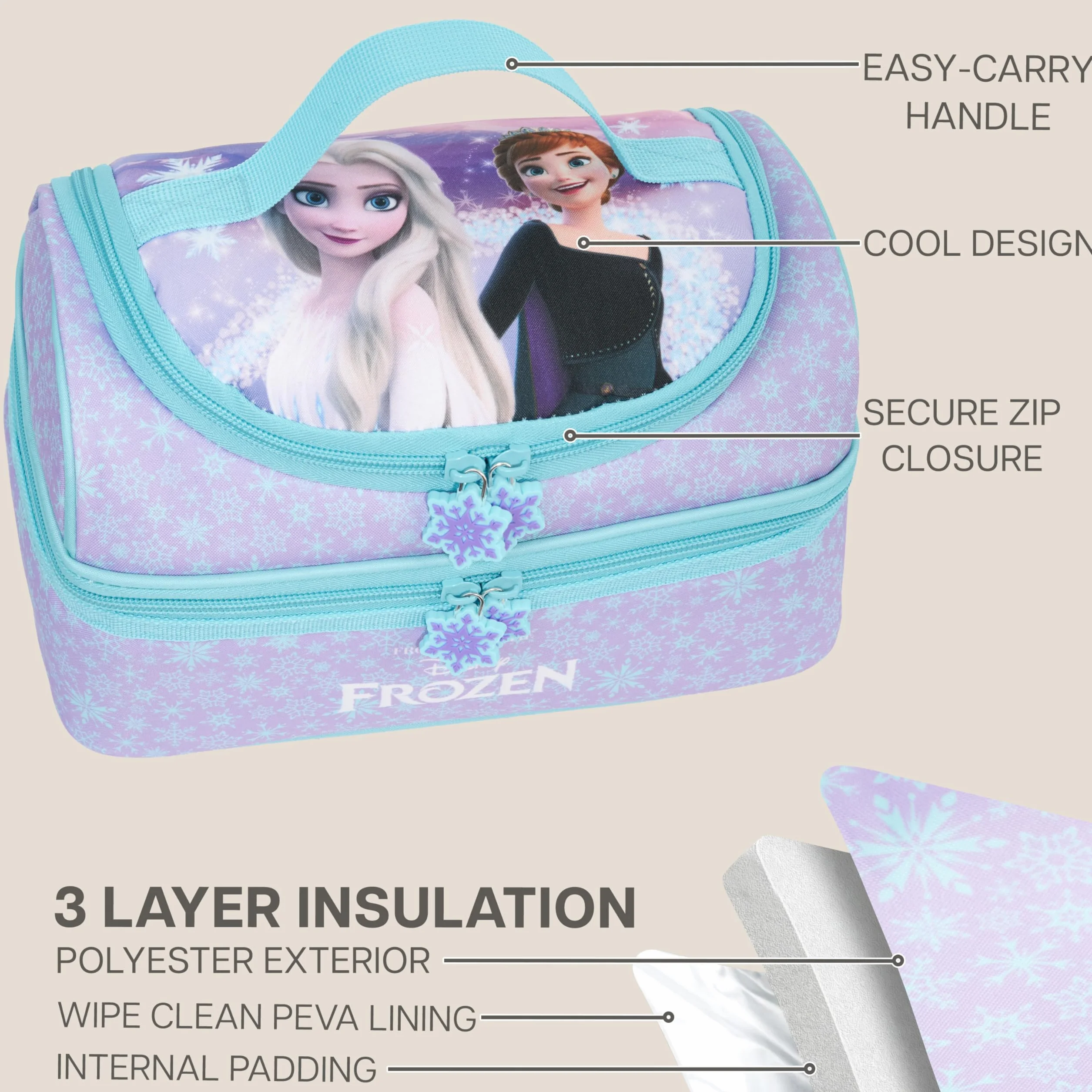 Disney Reine Des Neiges Sac Isotherme Repas Enfant Fille Violet Frozen