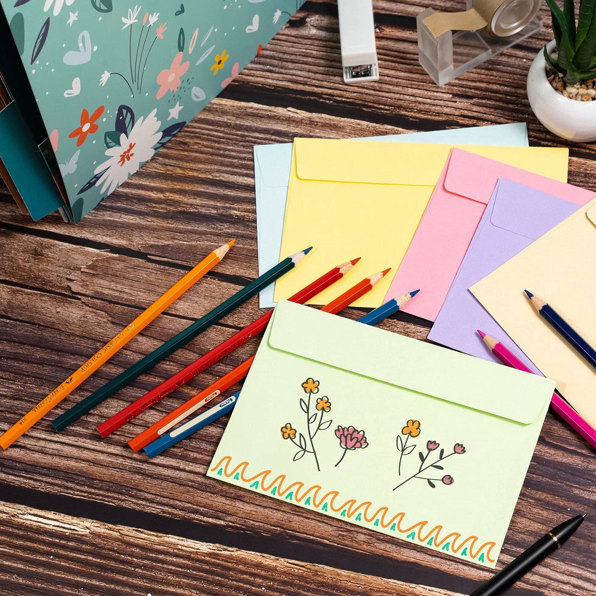 Enveloppes C6 48 Pièces 114 x 162 mm Pastel pour Faire-Part Mariages Anniversaires