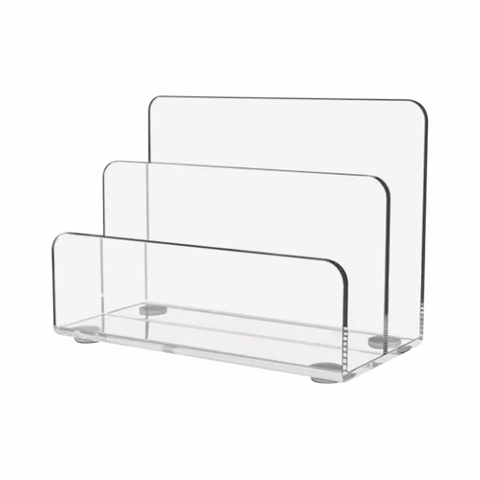 JIHUOO Porte-documents acrylique transparent 2 sections bureau rangement table