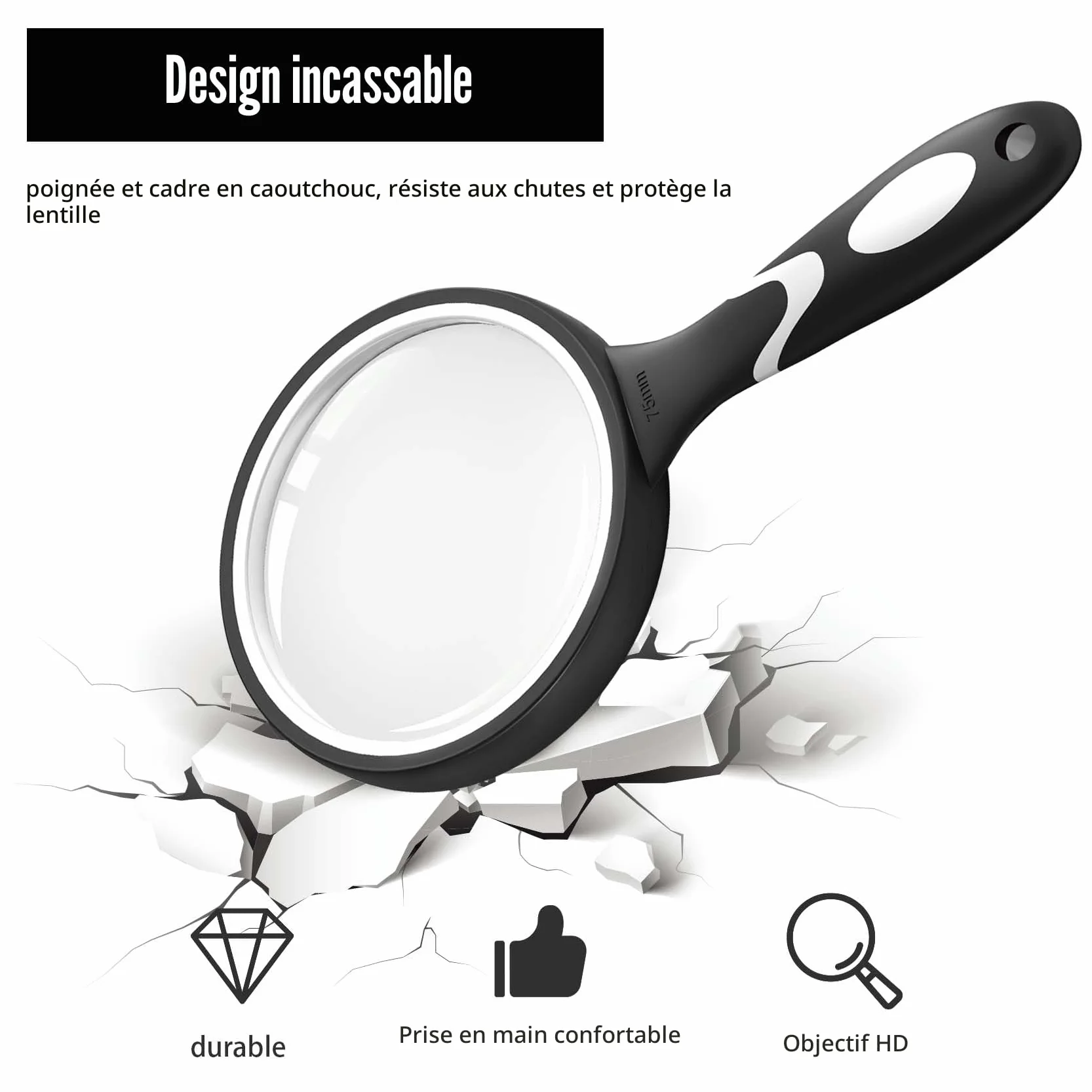 Grande loupe de Lecture en Verre pour Livres scientifiques et Observation