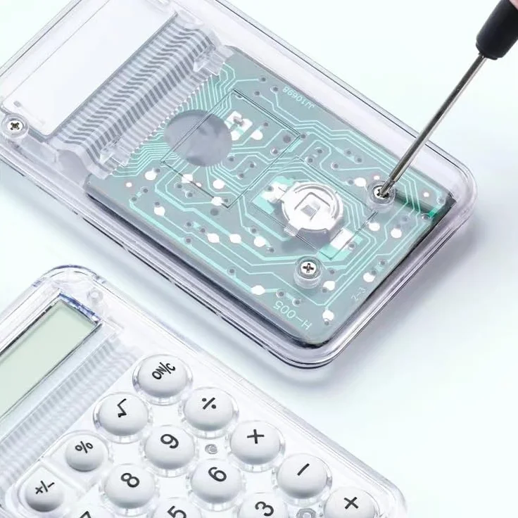 Calculatrice Solaire Pile Bouton Double Alimentation Clavier Silicone Portable Couleurs Aléatoires