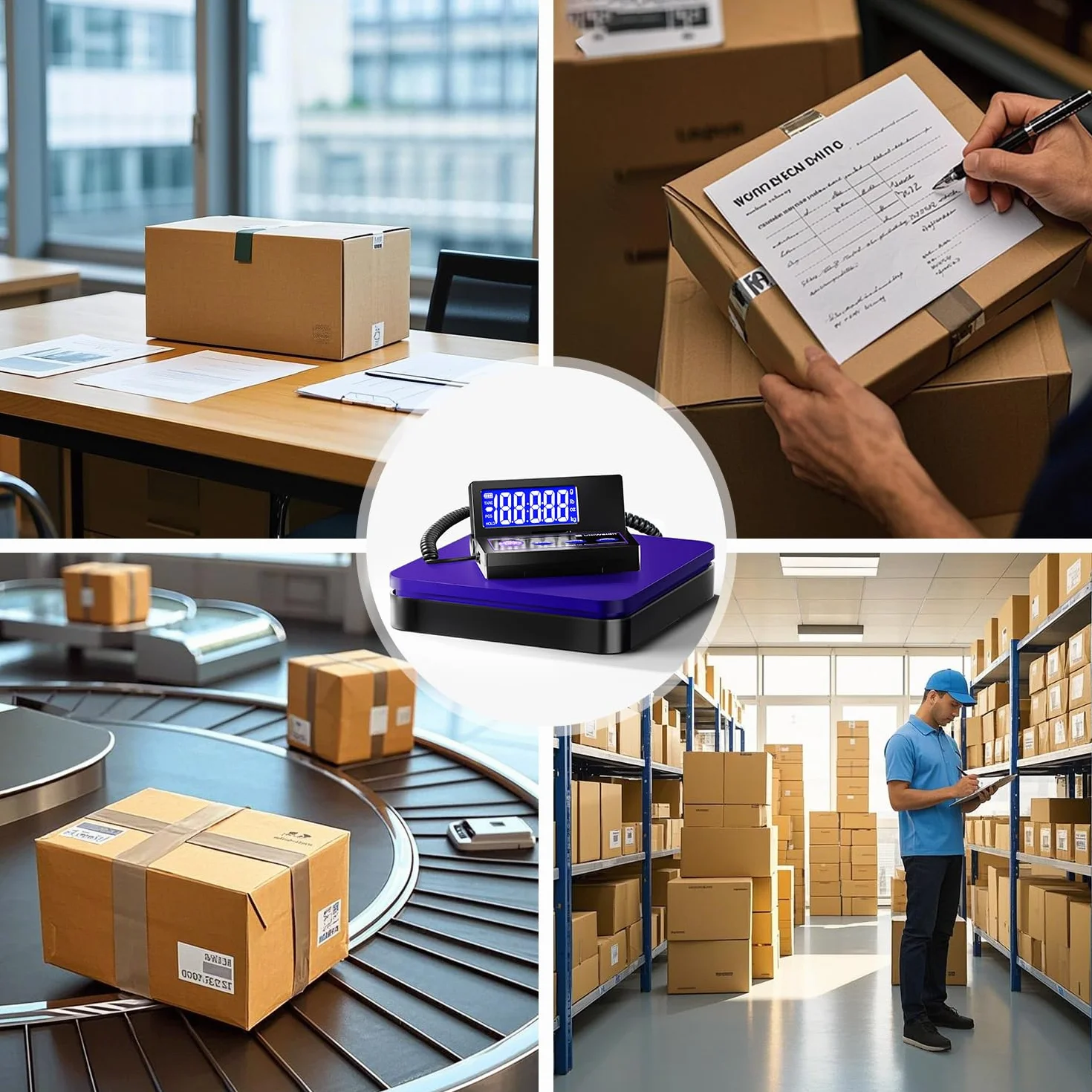 UNIWEIGH Balance d'expédition numérique 110lb/0.1oz, balance postale avec LCD, tare, arrêt automatique, Batterie/USB inclus