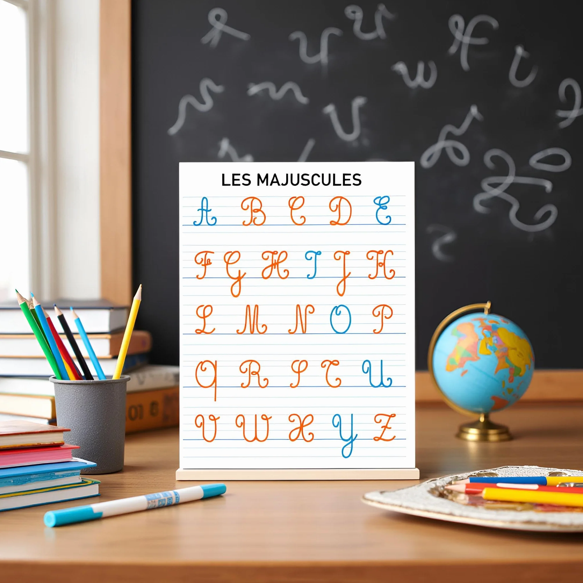 Affiches Pédagogiques A3 Alphabet Cursive Script Capitales 42x30 cm Pack de 3 Support Éducatif