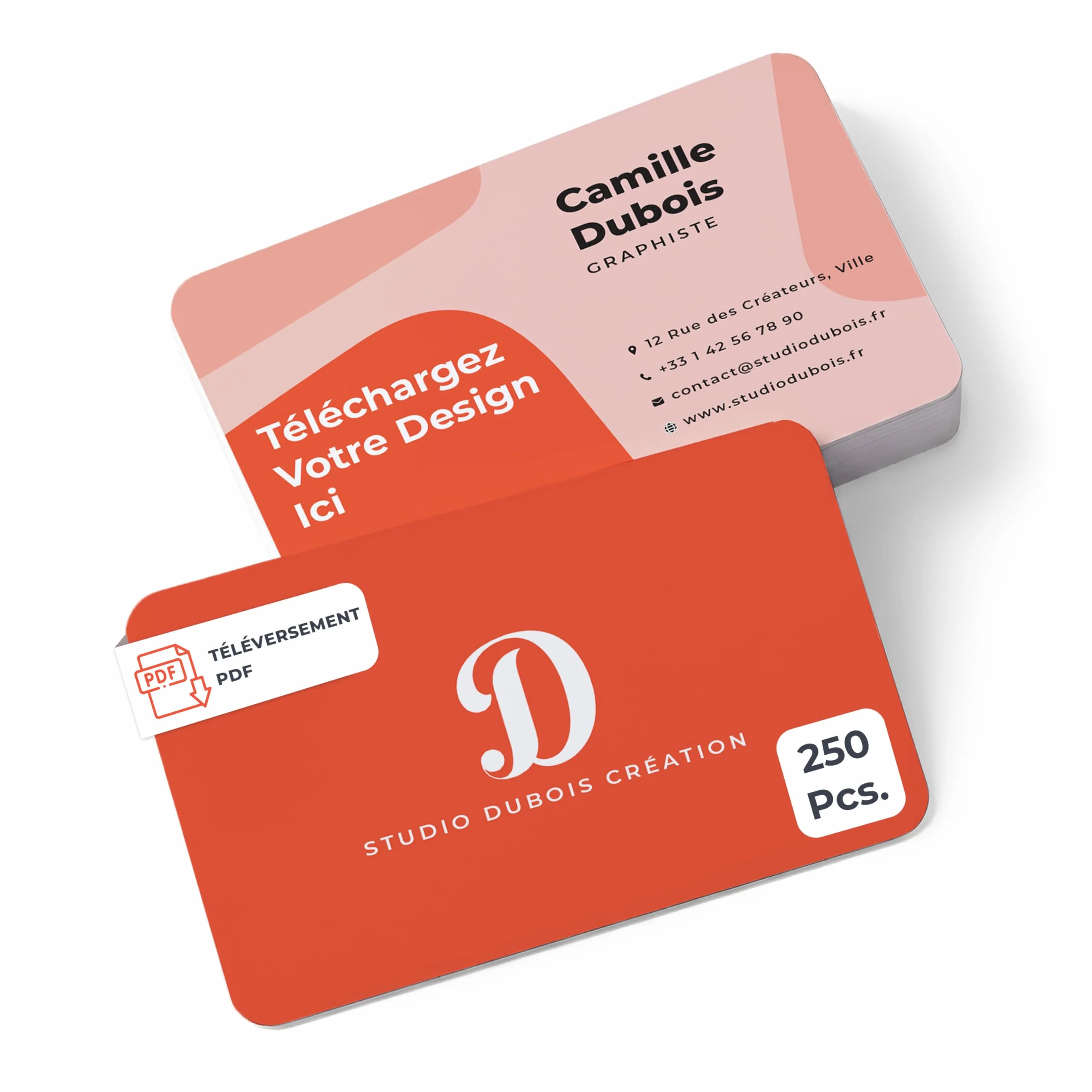 Cartes de Visite Personnalisées 250 Pièces 300 g/m² Mat 85 x 55 mm Recto Verso