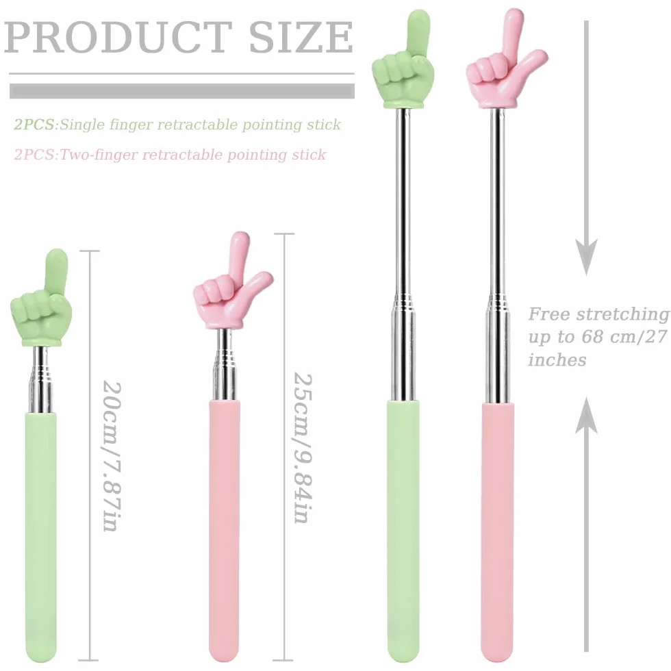 Pointeur Télescopique 4 Pièces pour Enseignants, Bâton Extensible Rétractable pour Doigt
