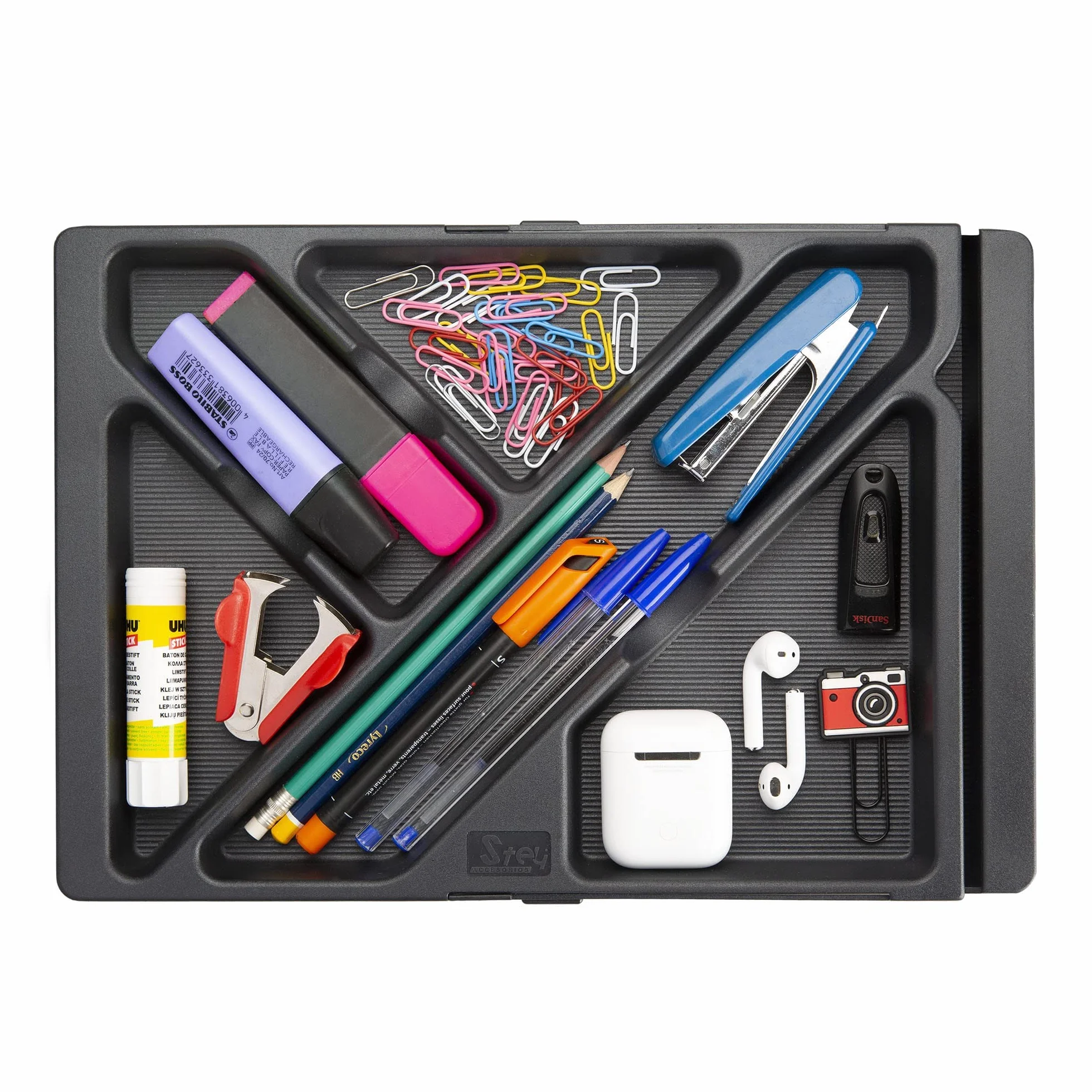 Plateau extensible pour tiroir de bureau plastique recyclé 32,8-45,2 x 22,5 x 2,5 cm Noir Made in EU