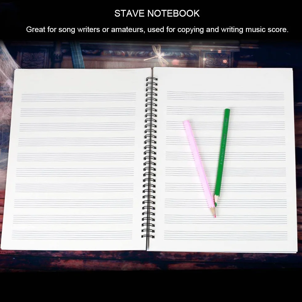 Walfront Papier de Manuscrit de Musique Cahier D'écriture Musicale 50 Pages Carnet de Notes Copie de Partition Écriture avec Couverture de Piano Noire