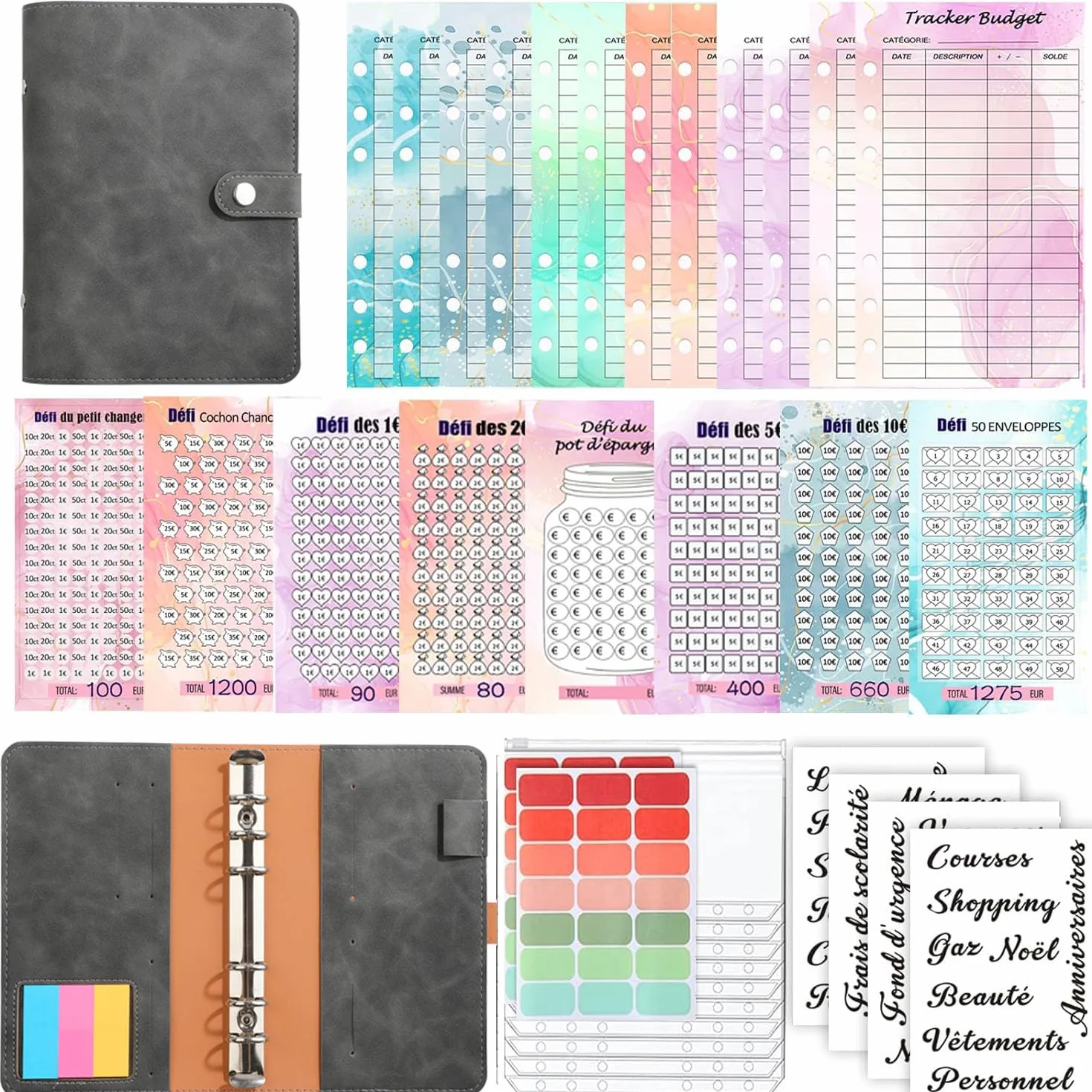 Classeur Budget A6 Francais Qupuce Budget Planner 8 Épargne Défis 10 Enveloppe Pochettes 12 Tracker 30 Catégories