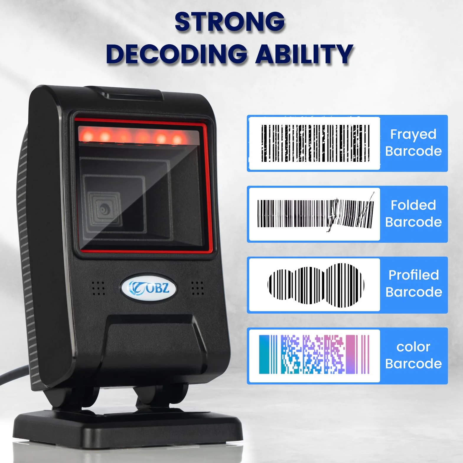 Lecteur Code Barre USB, Scanner de Code Barre de Bureau Professionnel avec Fenêtre de Numérisation pour Supermarché Magasin