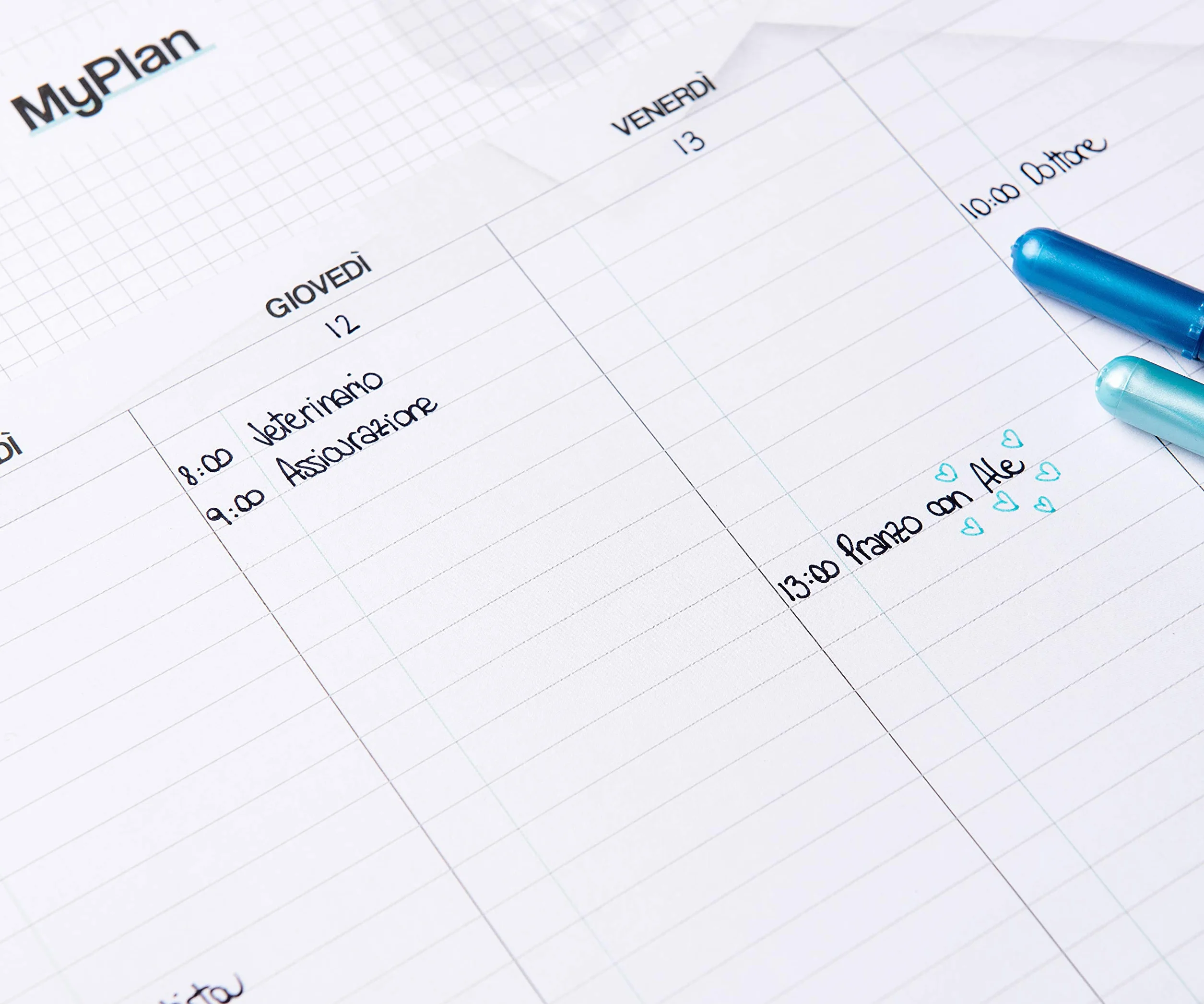 Planning hebdomadaire de table 2026 A3 43x30 cm – Calendrier perpétuel budget planificateur italien