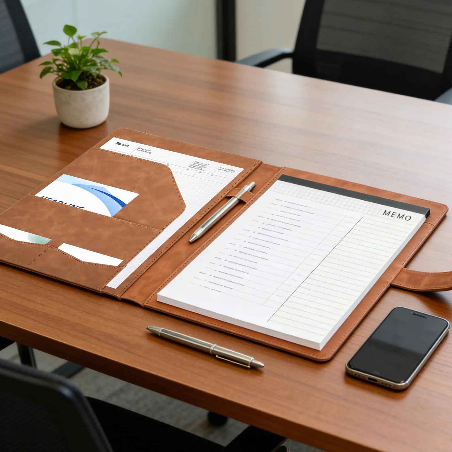 VANRA Porte-documents Padfolio Faux Cuir avec Bloc-Notes Organiseur Documents Taille Lettre