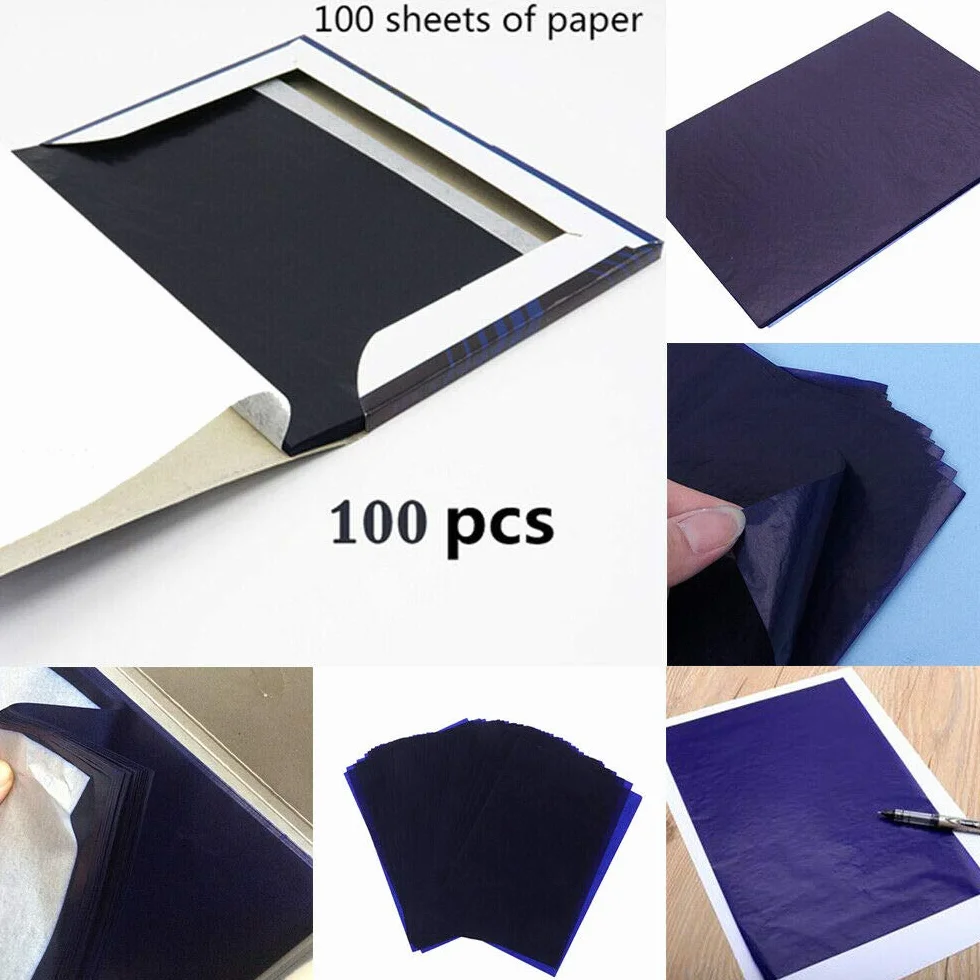 Papier carbone bleu A5 réutilisable Lot de 100 feuilles 12,75 x 18,5 cm