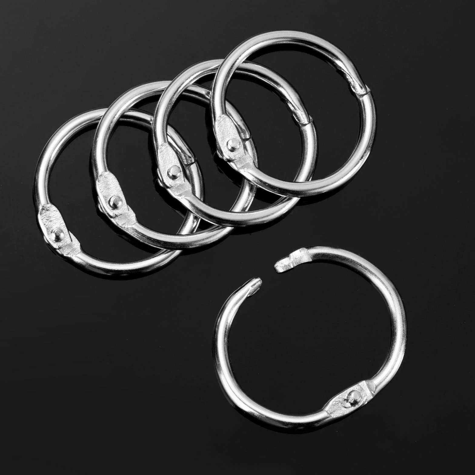 Anneaux de Reliure Métalliques 25mm 100 Pcs pour Livre Classeur Porte-clés