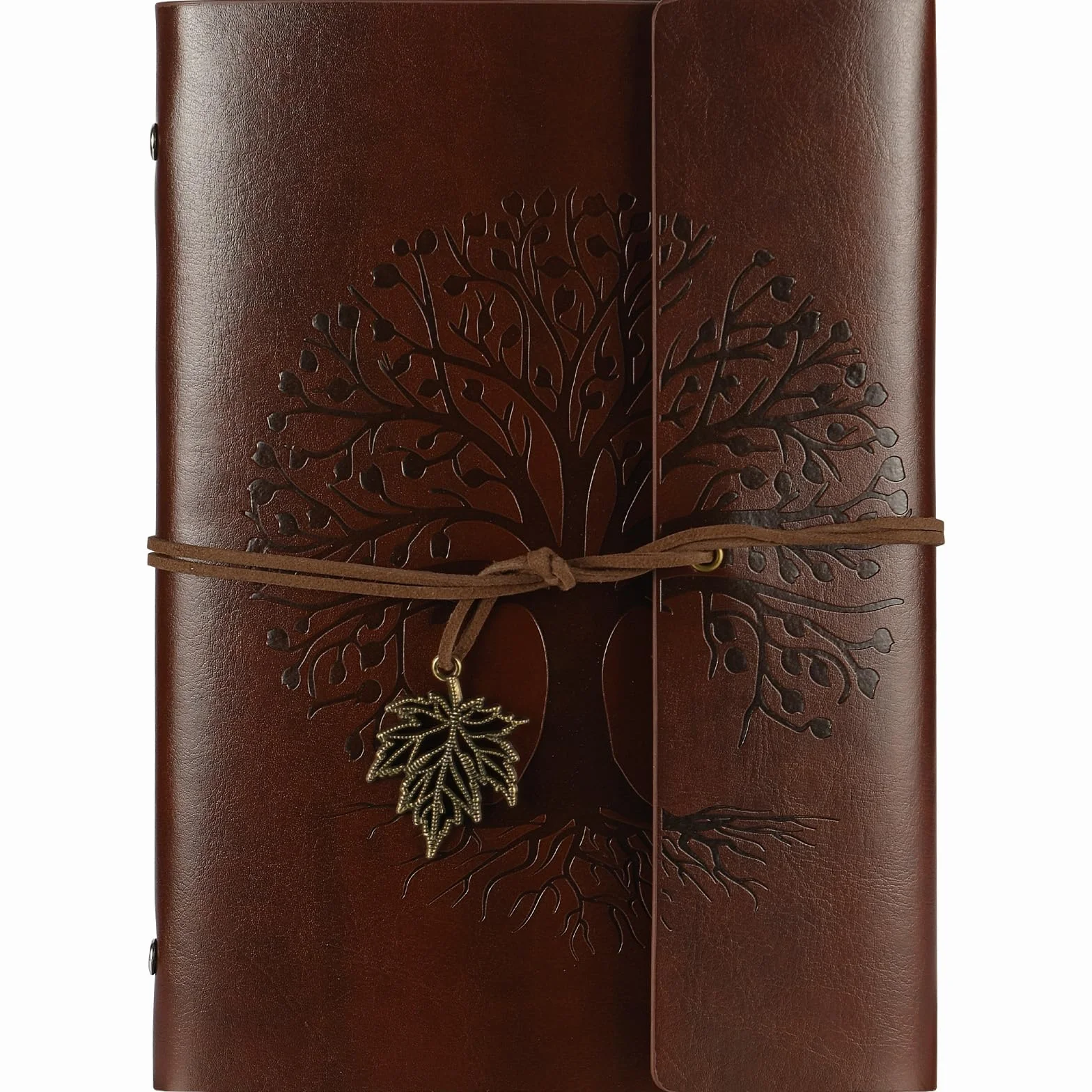 Carnet De Voyage A5 Cuir Synthétique Rechargeable Spirales Papier Kraft Ligné Pendentifs Vintage Journal Intime