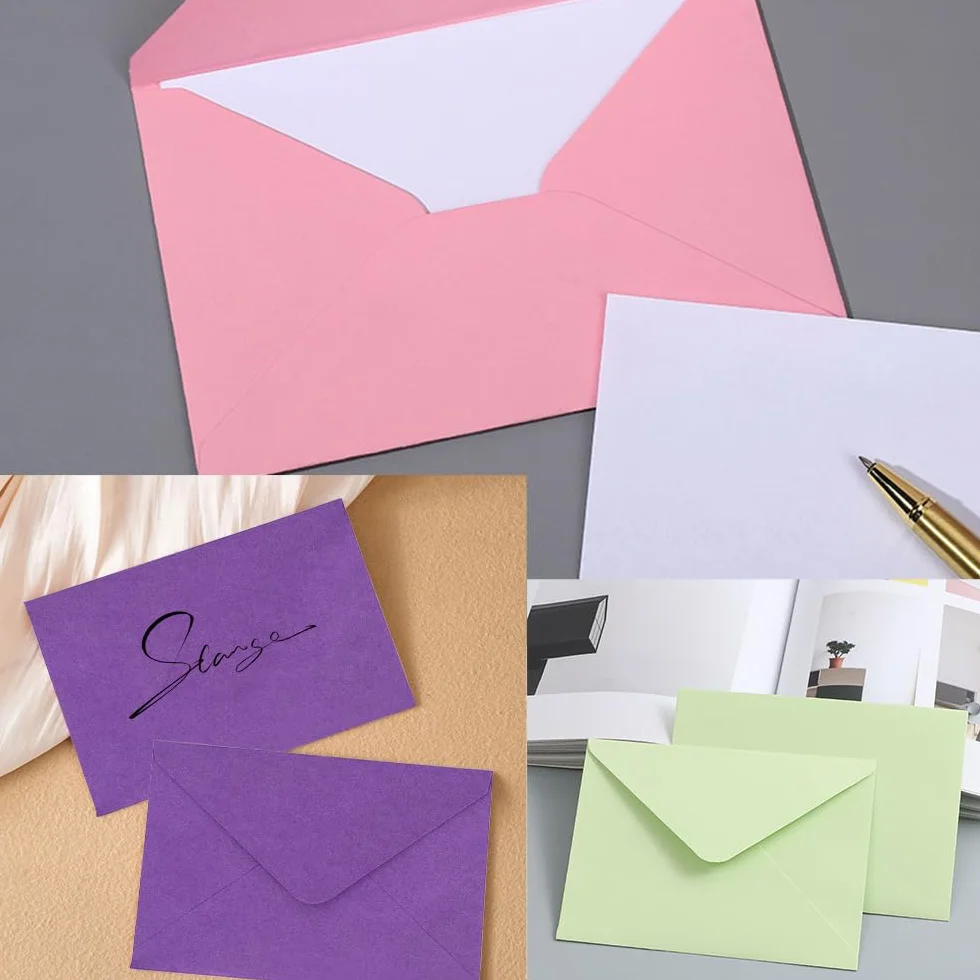 WYAN Mini Enveloppes Lot de 40 15,7x10,7cm Bordeaux Kraft Carrées Mariage Cartes