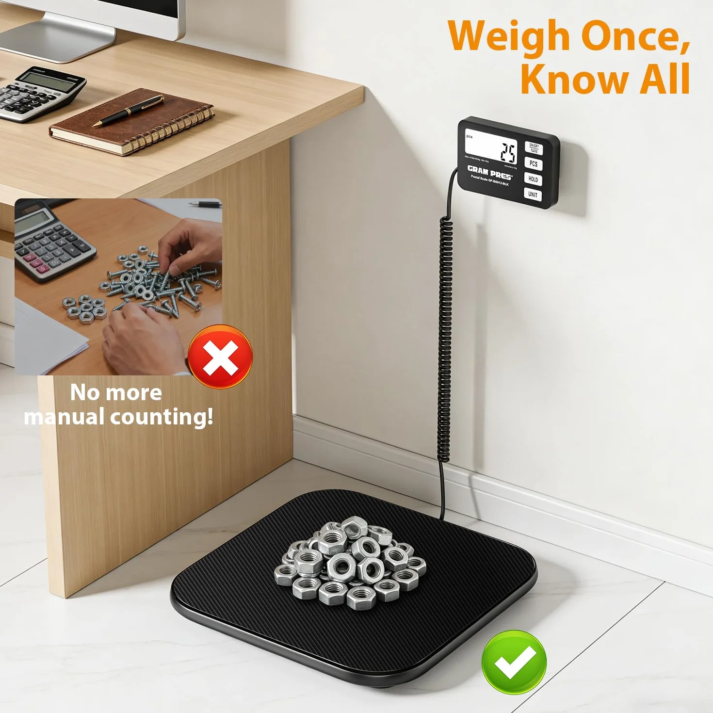 GRAM PRES Balance d'expédition numérique 200 kg/10 g LCD Maintien Tara Pièces