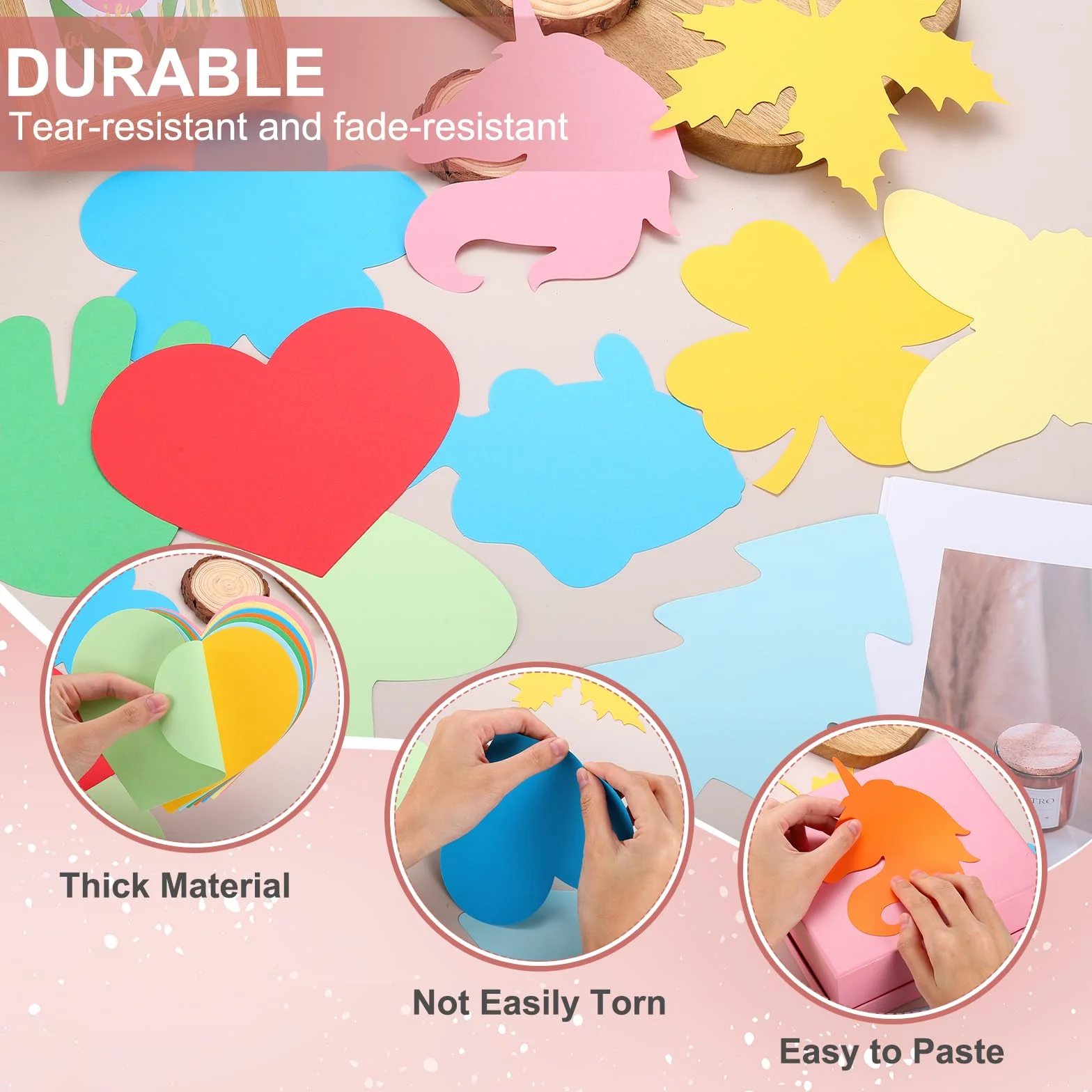 QUARKZMAN 108 Pcs Découpes de Mains en Papier Colorées pour Tableau d'Affichage Printanier, Forme de Mains Prédécoupées avec Colle