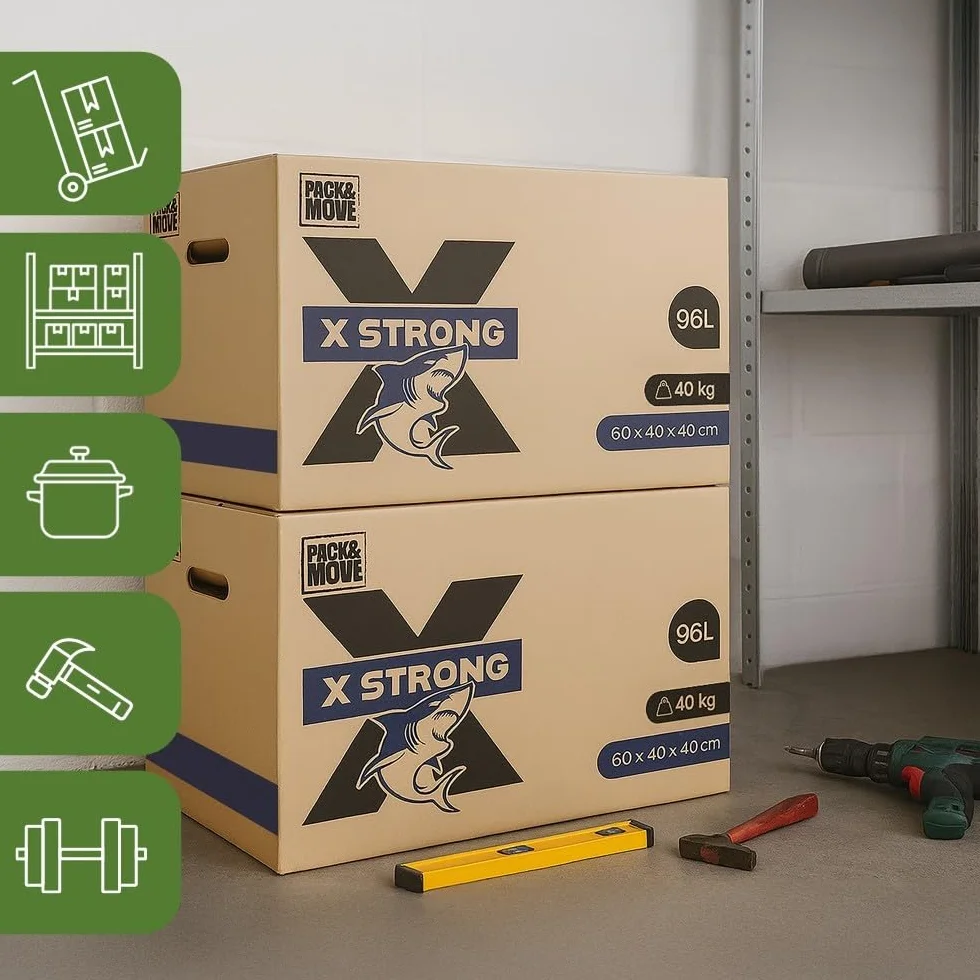 Pack and Move Lot de 5 Cartons Déménagement X Strong 60 x 40 x 40 cm Charge 40 kg
