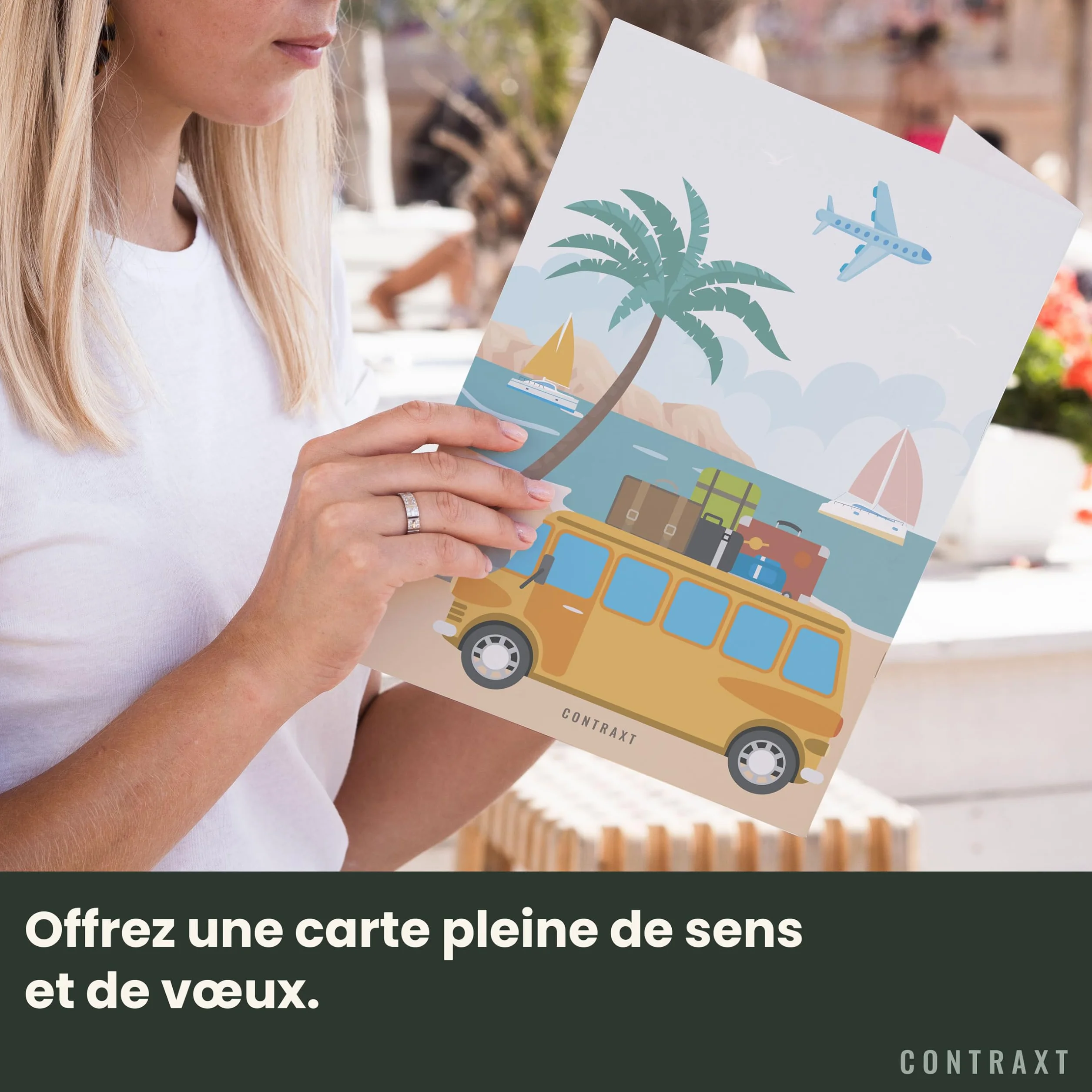 CONTRAXT Carte Joyeuse Retraite 42x30 cm Grande carte de signatures Cadeau original pour collègues